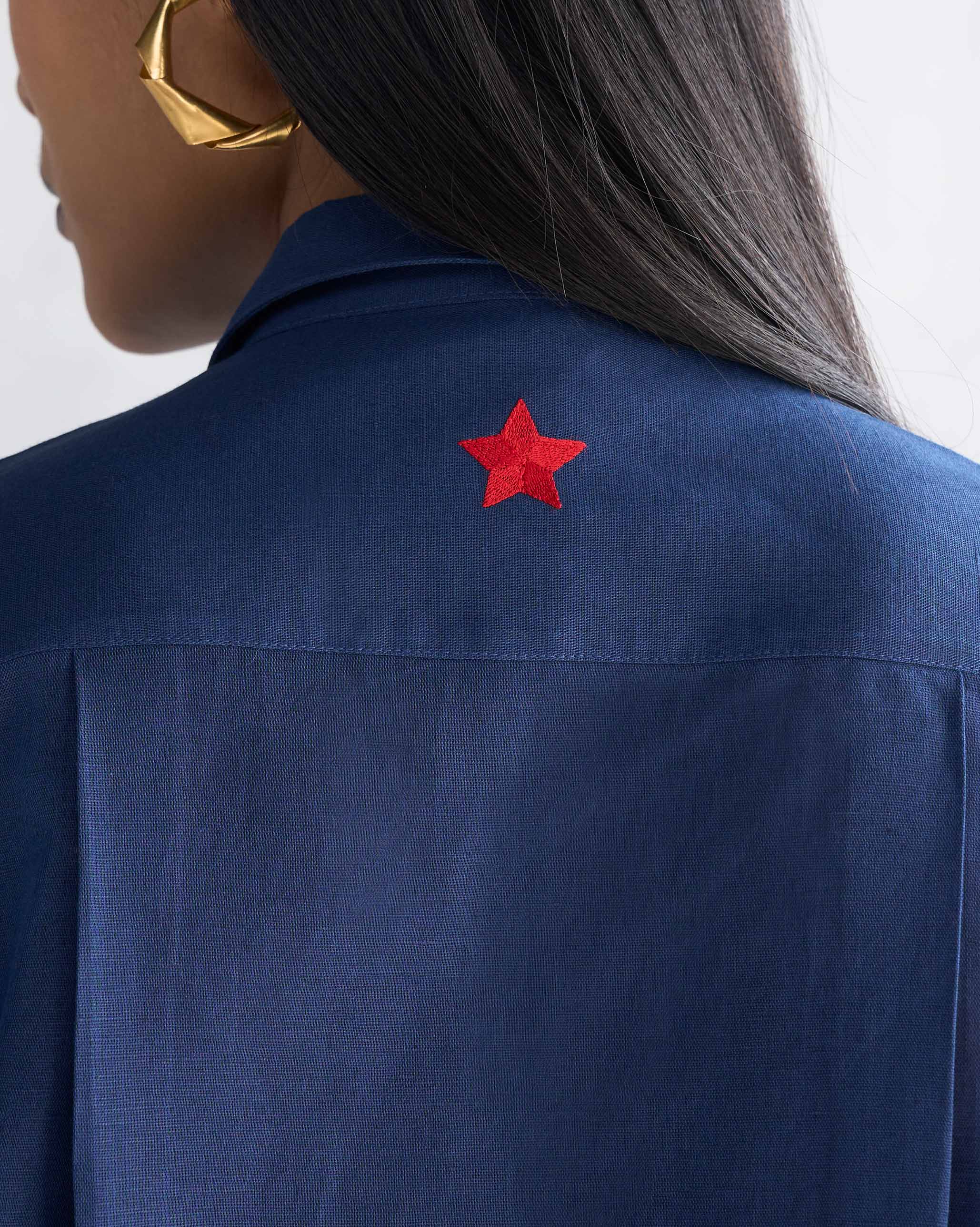 Drop Armhole Shirt - Navy - Image 2
