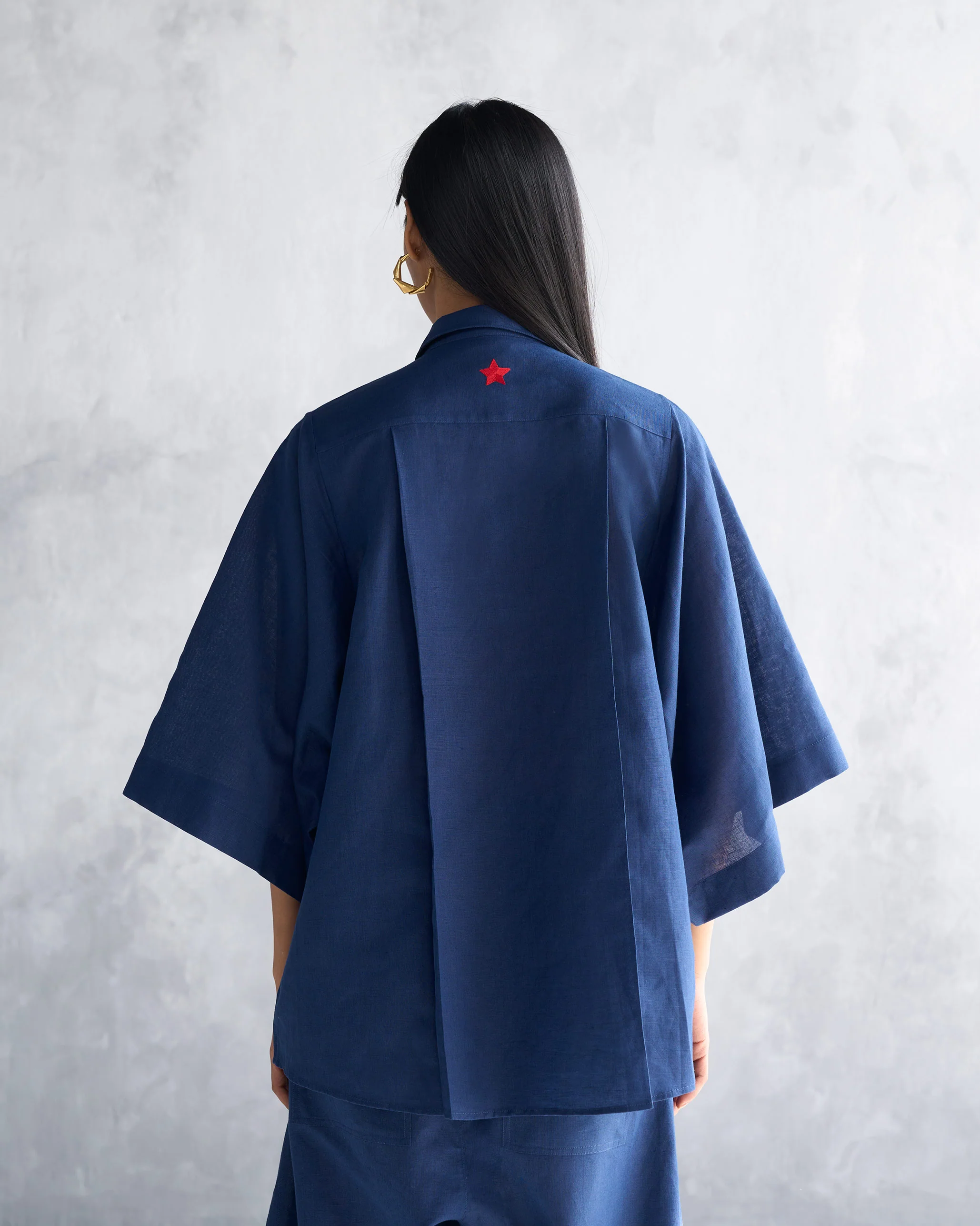Drop Armhole Shirt - Navy - Image 4