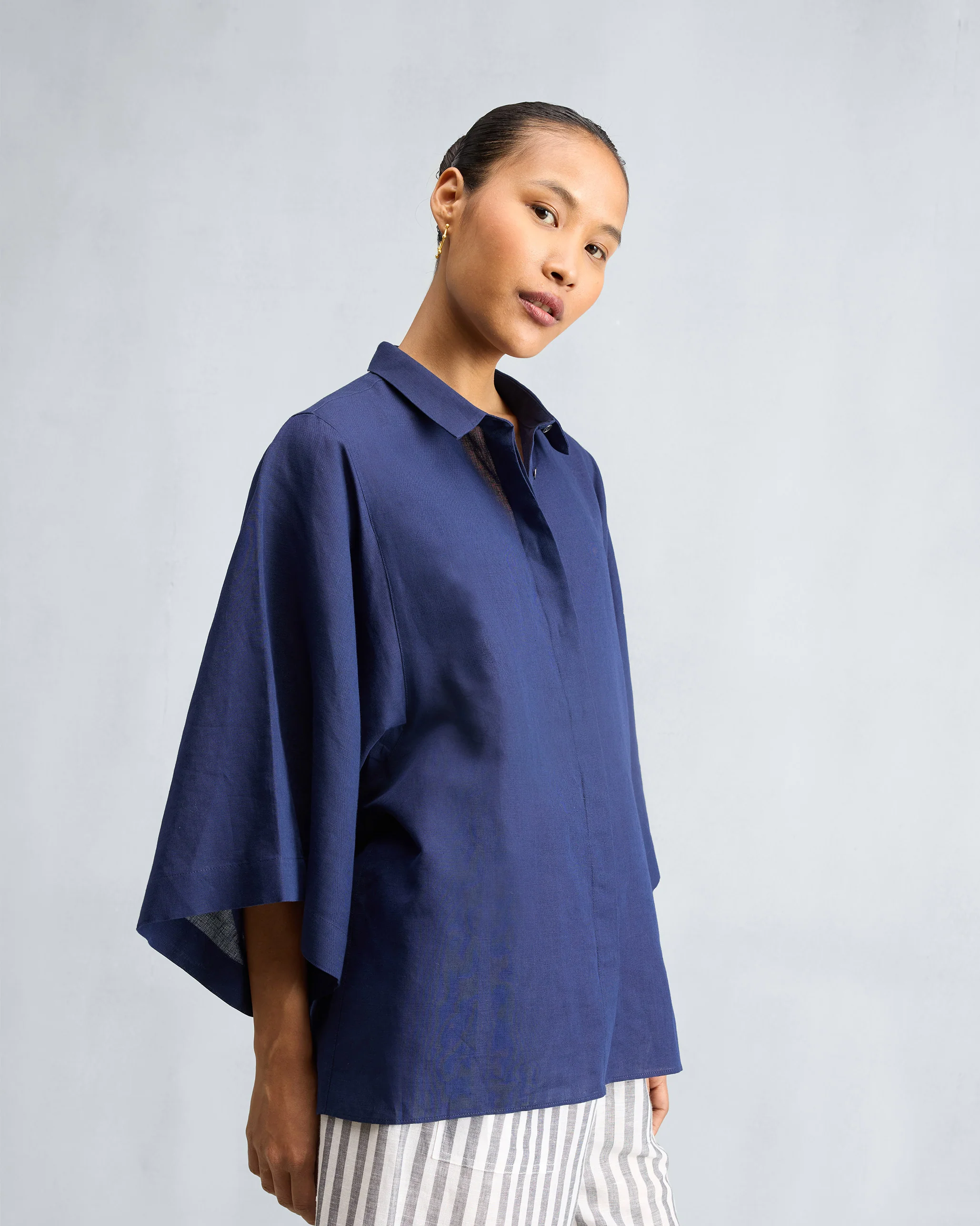 Drop Armhole Shirt - Ink Blue - Image 2