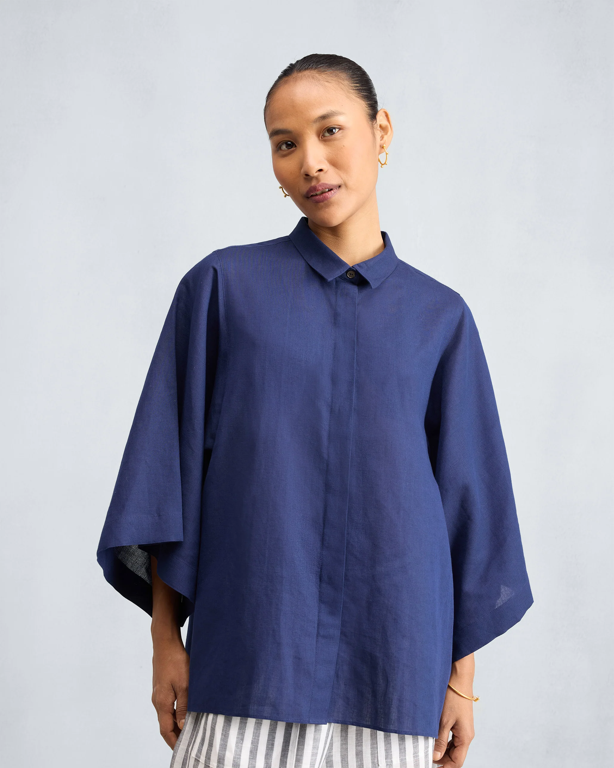 Drop Armhole Shirt - Ink Blue - Image 6
