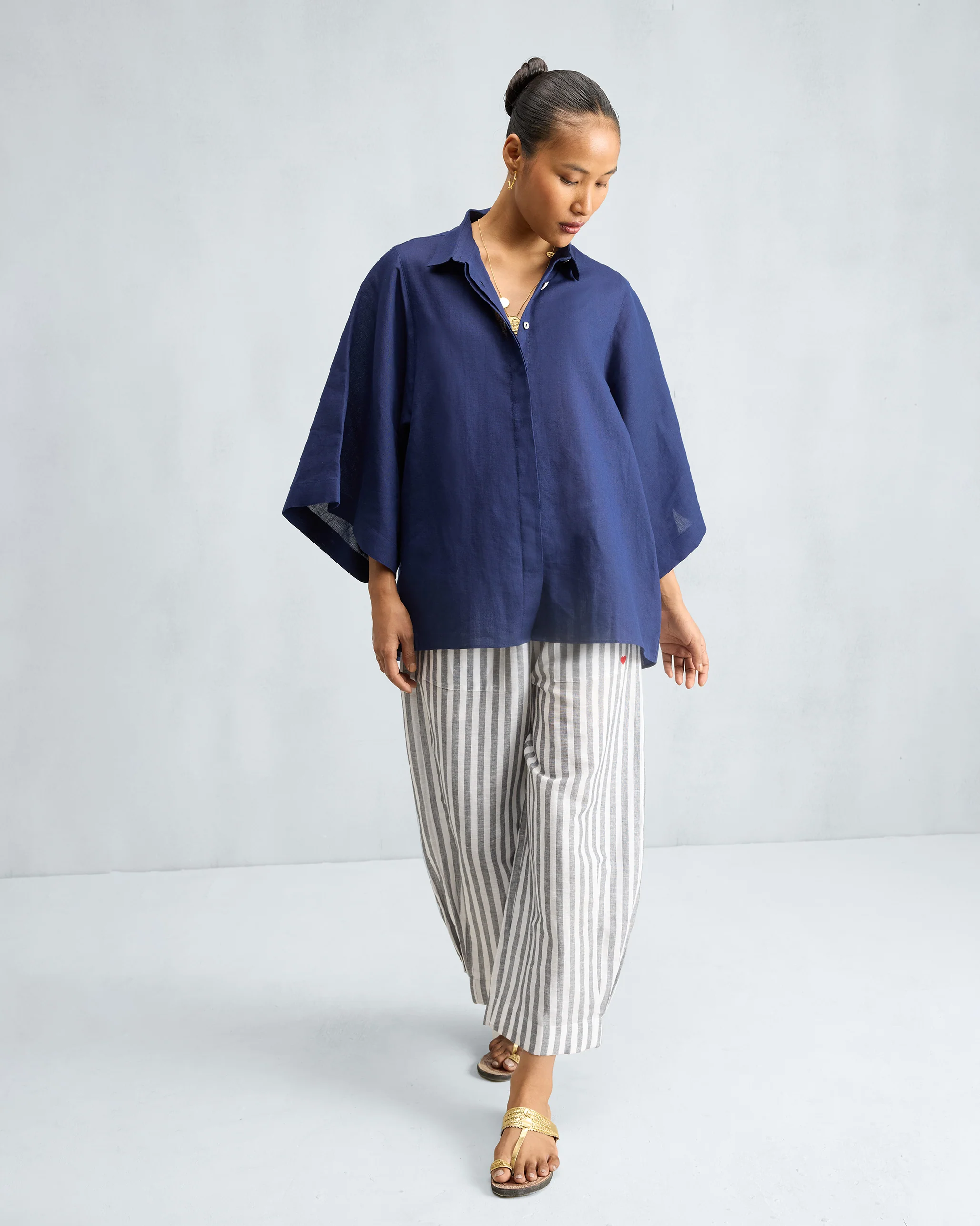Drop Armhole Shirt - Ink Blue - Image 7