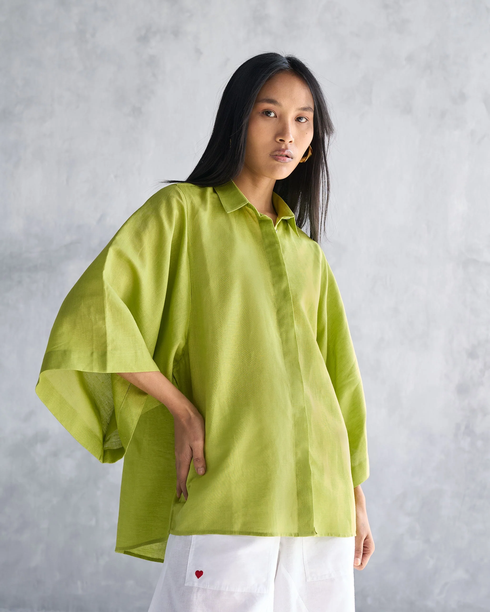 Drop Armhole Shirt - Lime - Image 3