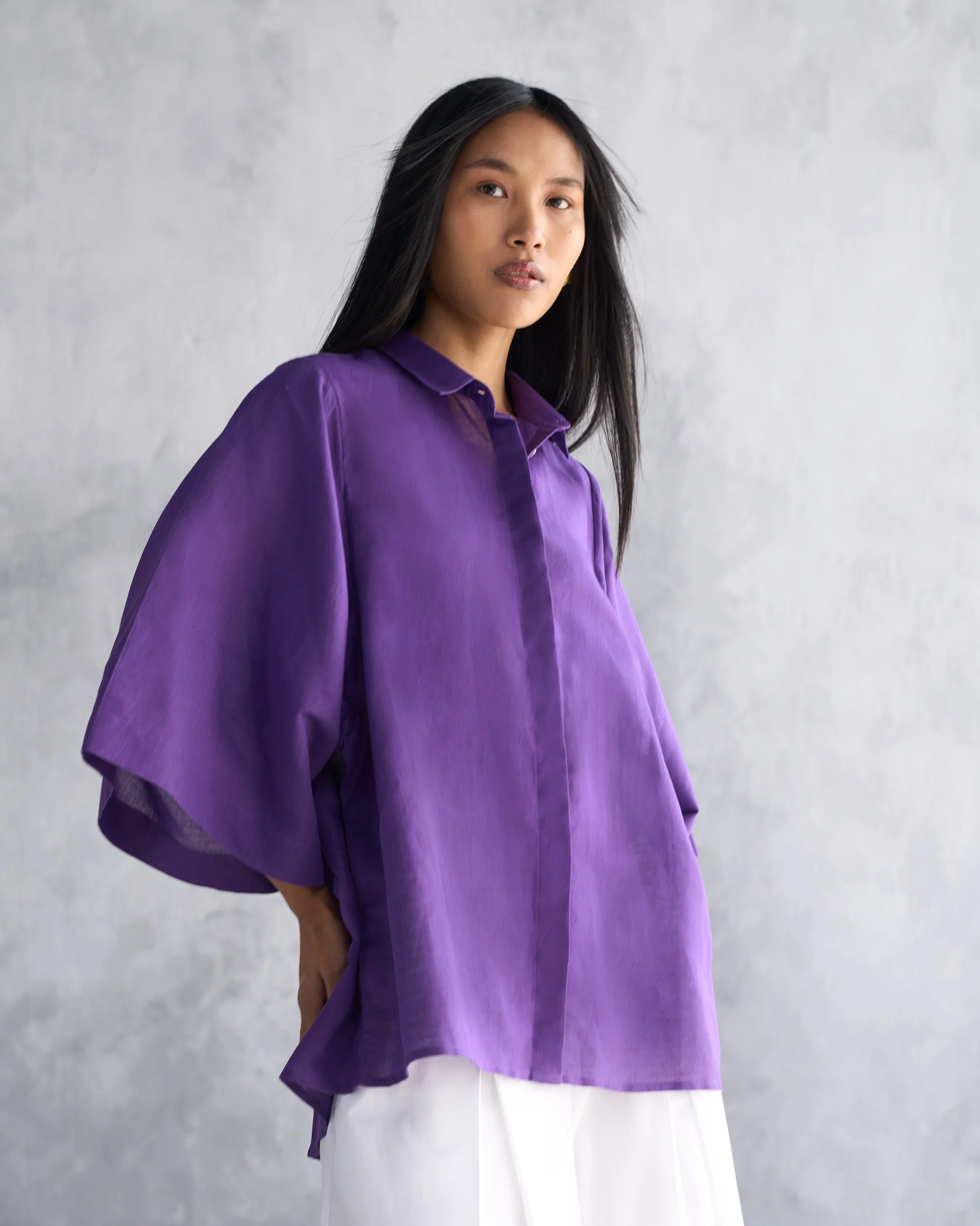 Drop Armhole Shirt - Purple - Image 3