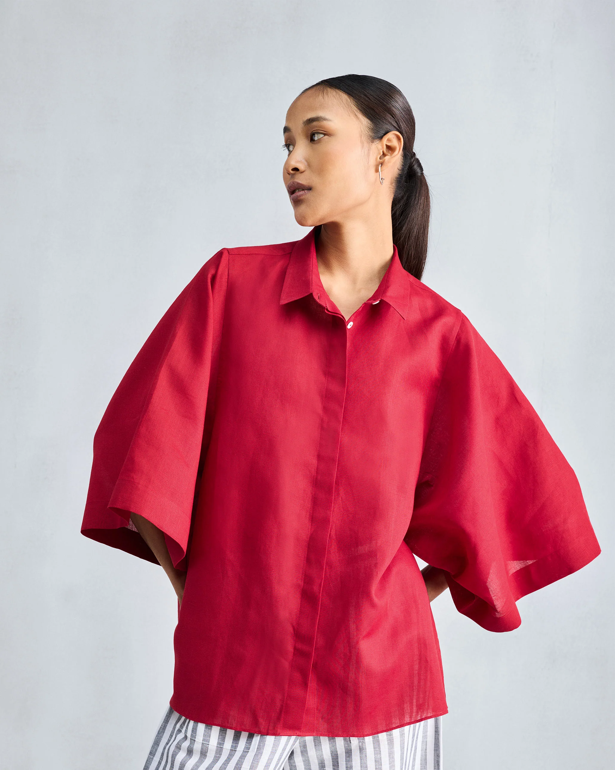 Drop Armhole Shirt - Red - Image 2