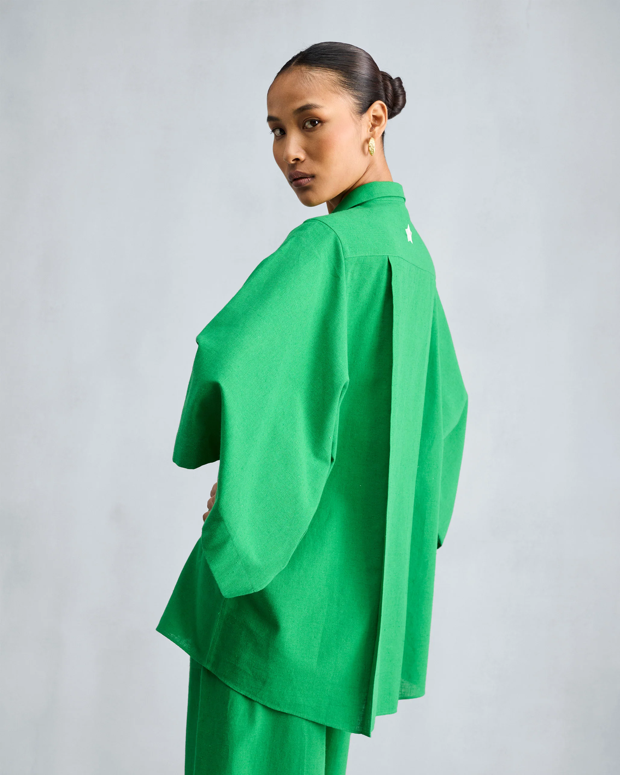 Drop Armhole Shirt Set - Green - Image 2