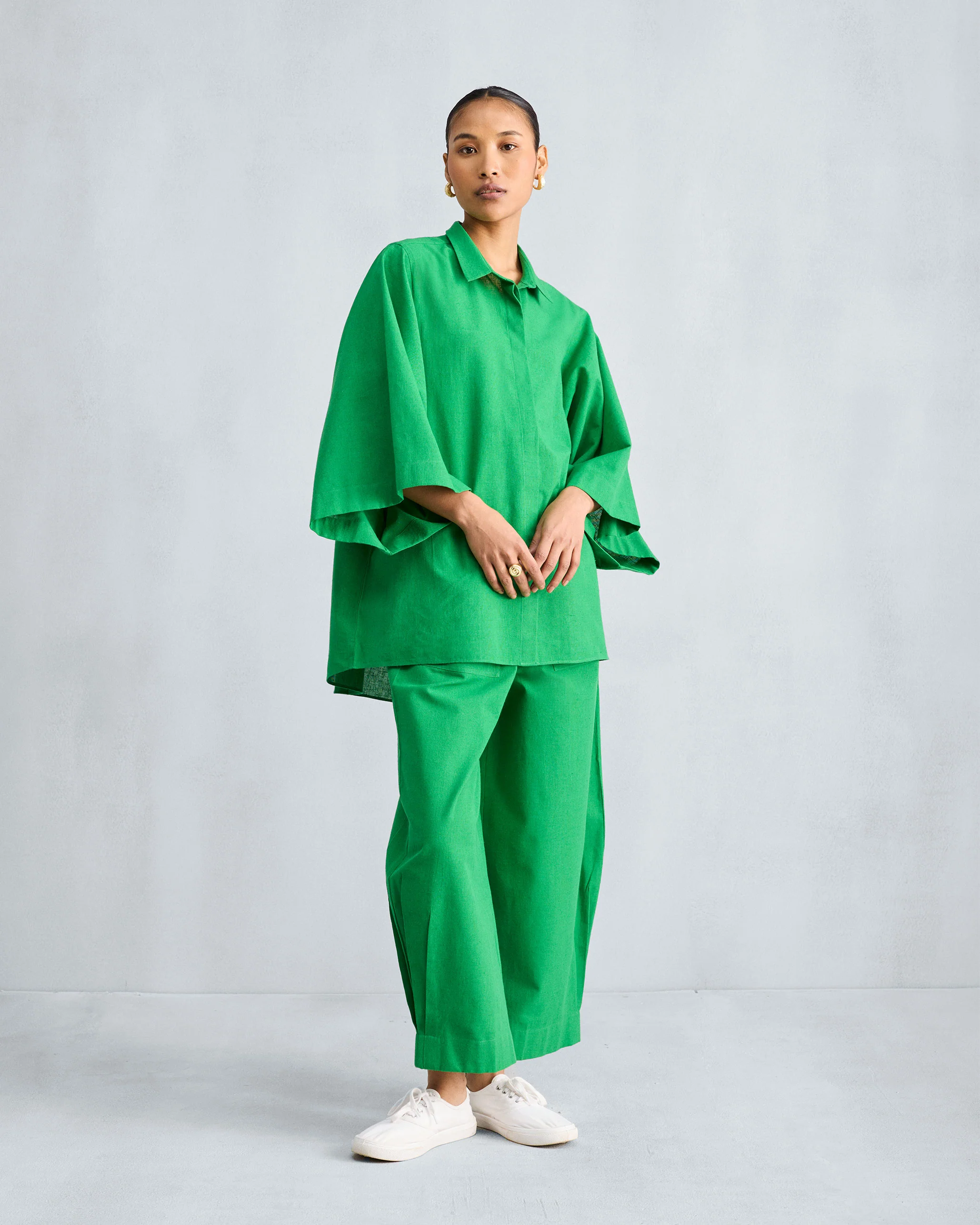 Drop Armhole Shirt Set - Green - Image 5