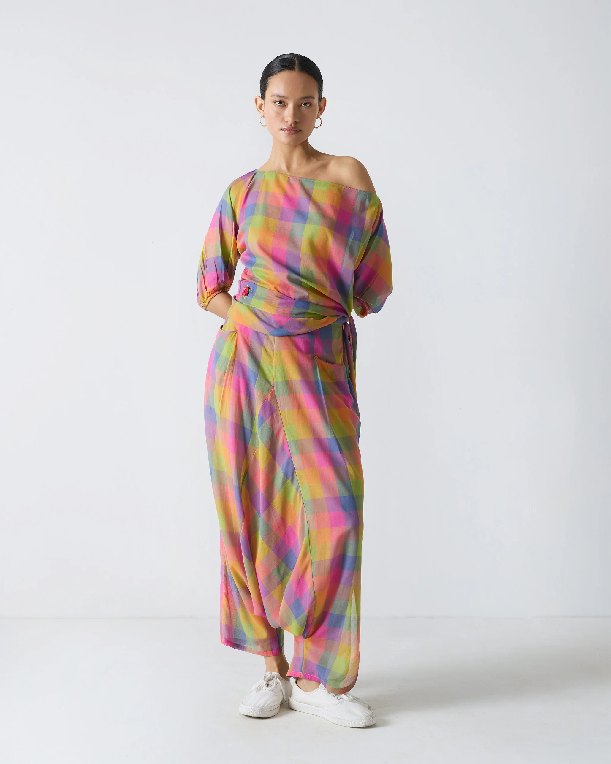 Ballerina Crop Top - Multi Color Checks - Image 10