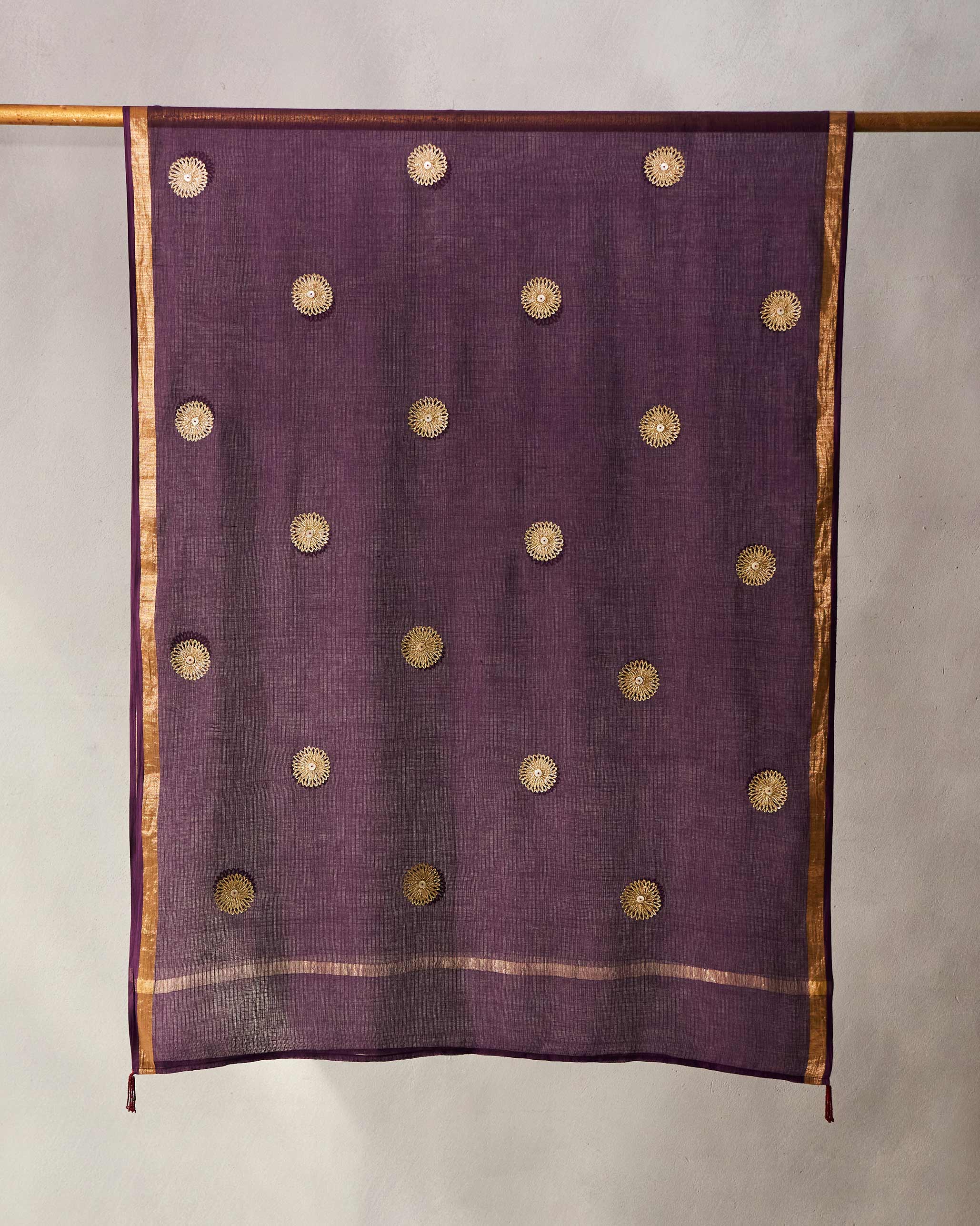 Dusk Dupatta - Purple & Gold Embroidered - Image 4