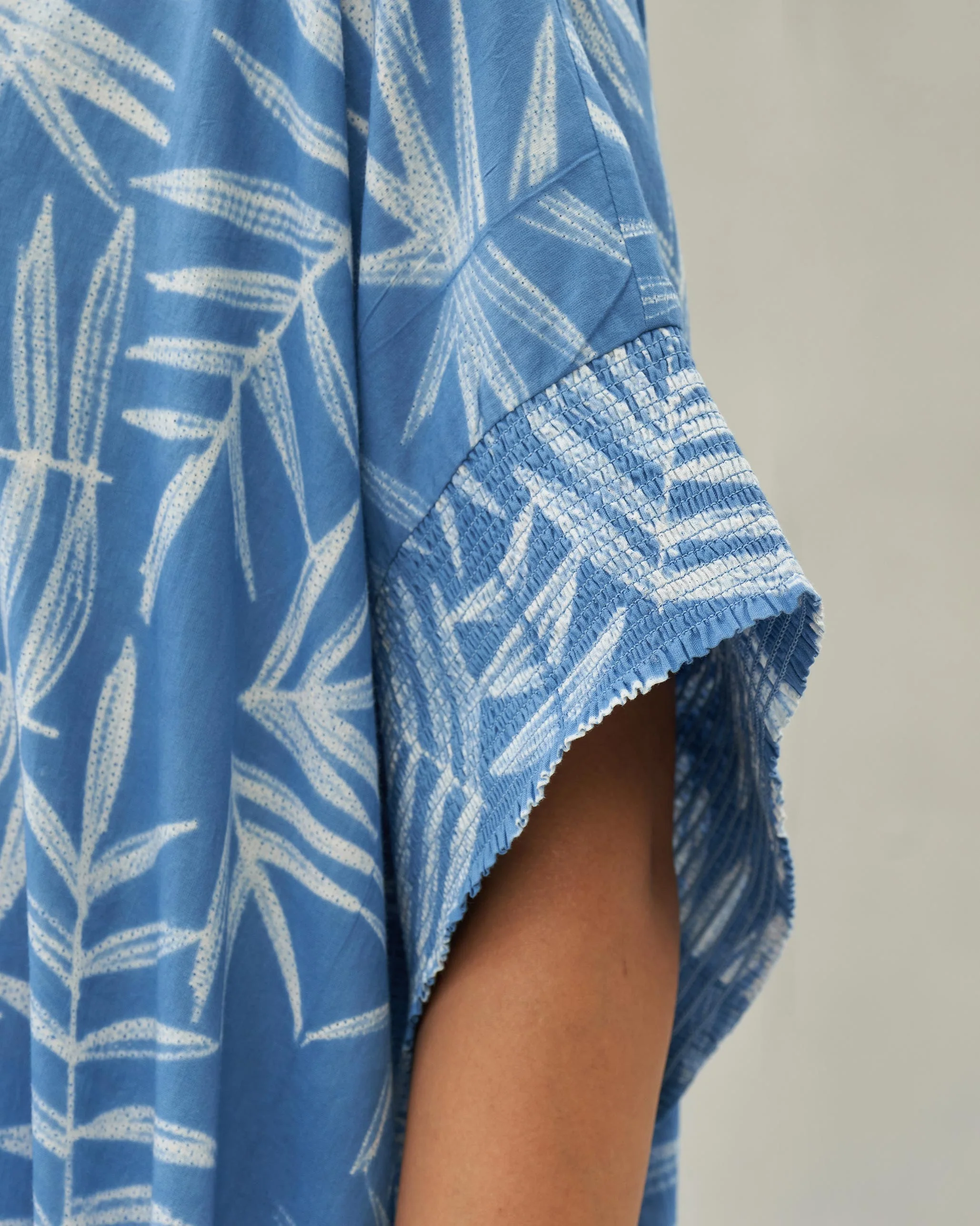 Elara Smocked Sleeves Kaftan - Blue - Image 3