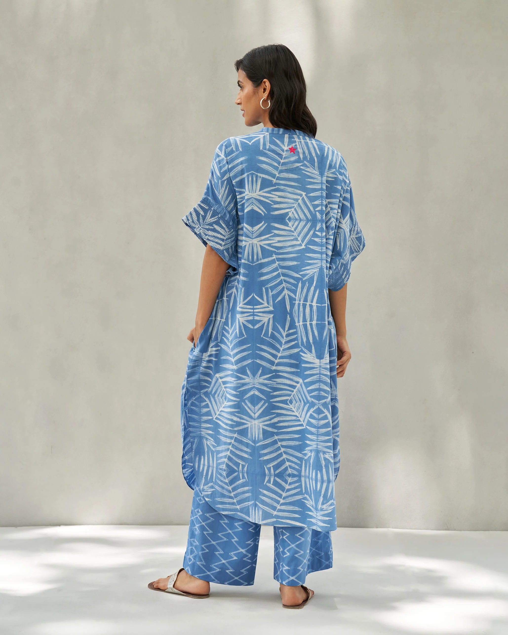 Elara Smocked Sleeves Kaftan - Blue - Image 5