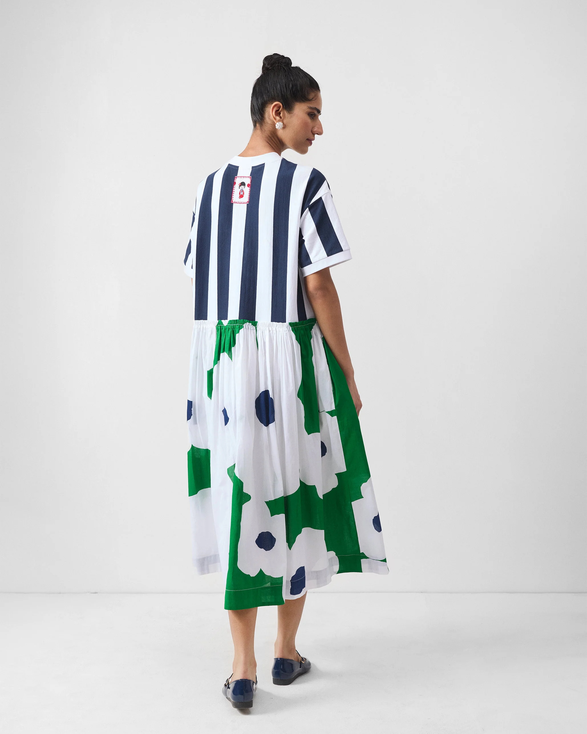 Emi Dress - Green & White Print - Image 4