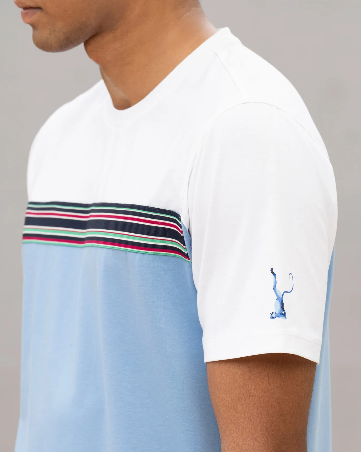 Everyday Crew Neck T-shirt - Blue & White - Image 2