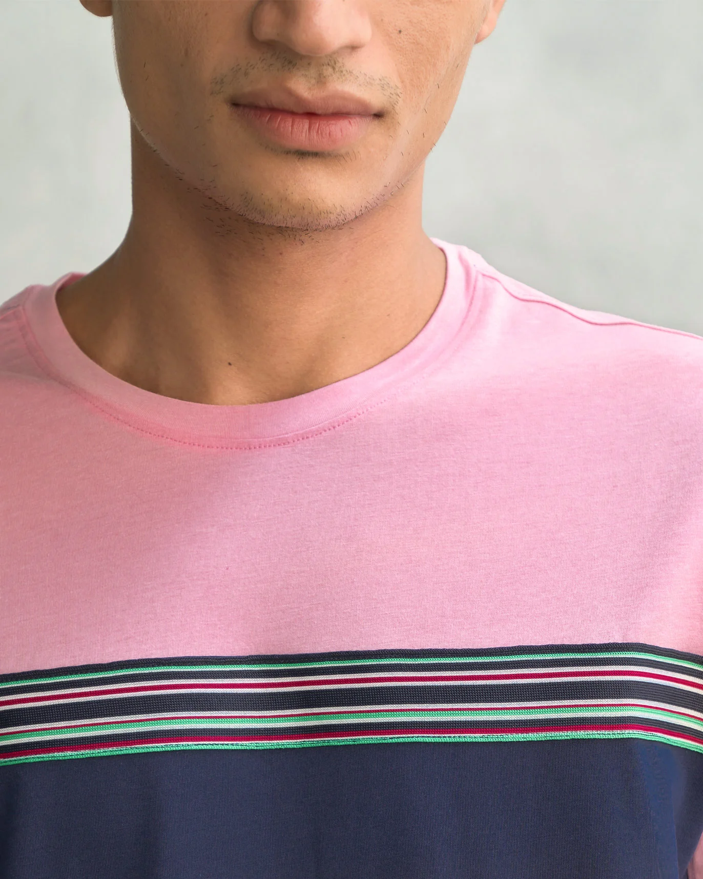 Everyday Crew Neck T-shirt - Navy & Pink - Image 3
