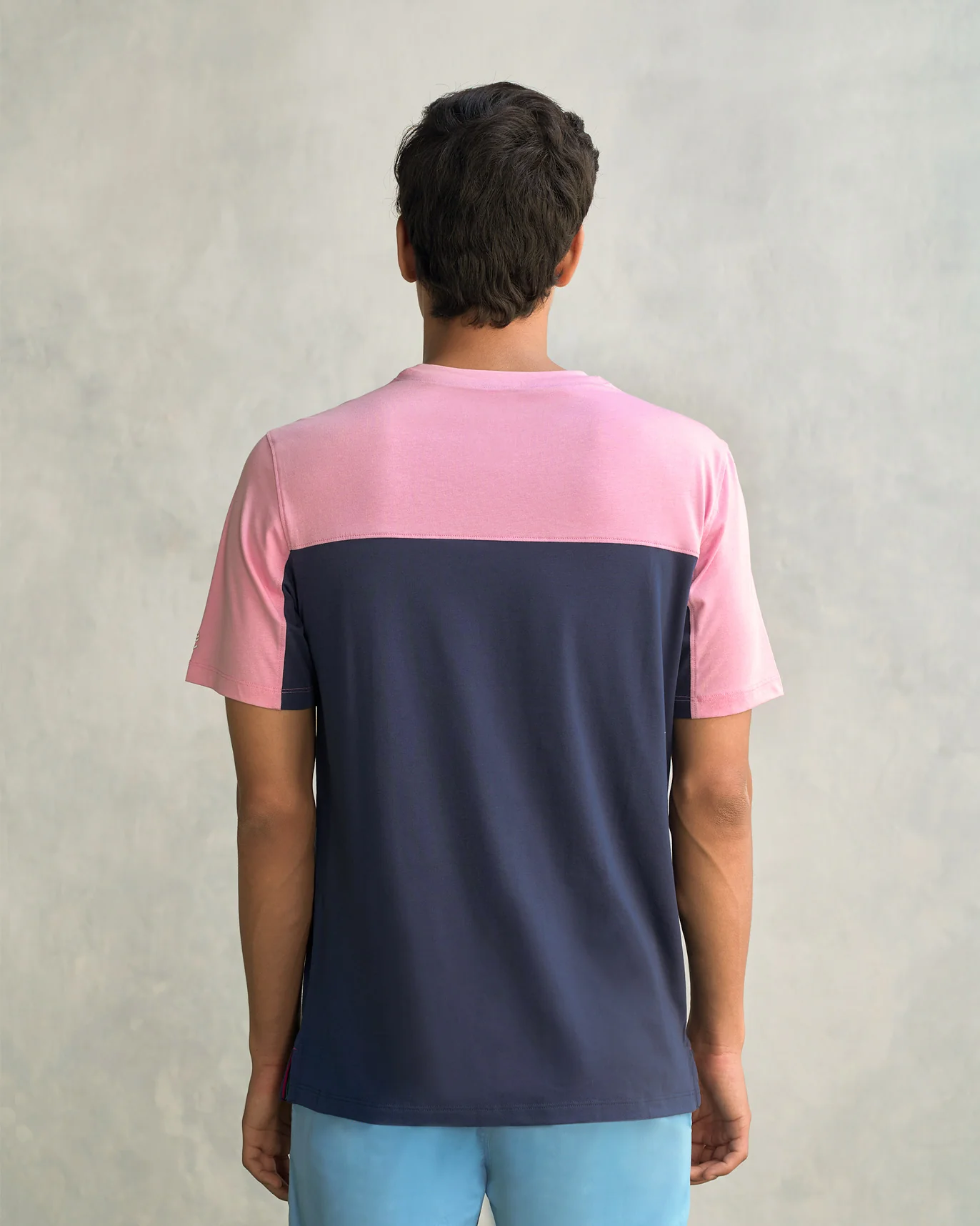 Everyday Crew Neck T-shirt - Navy & Pink - Image 5