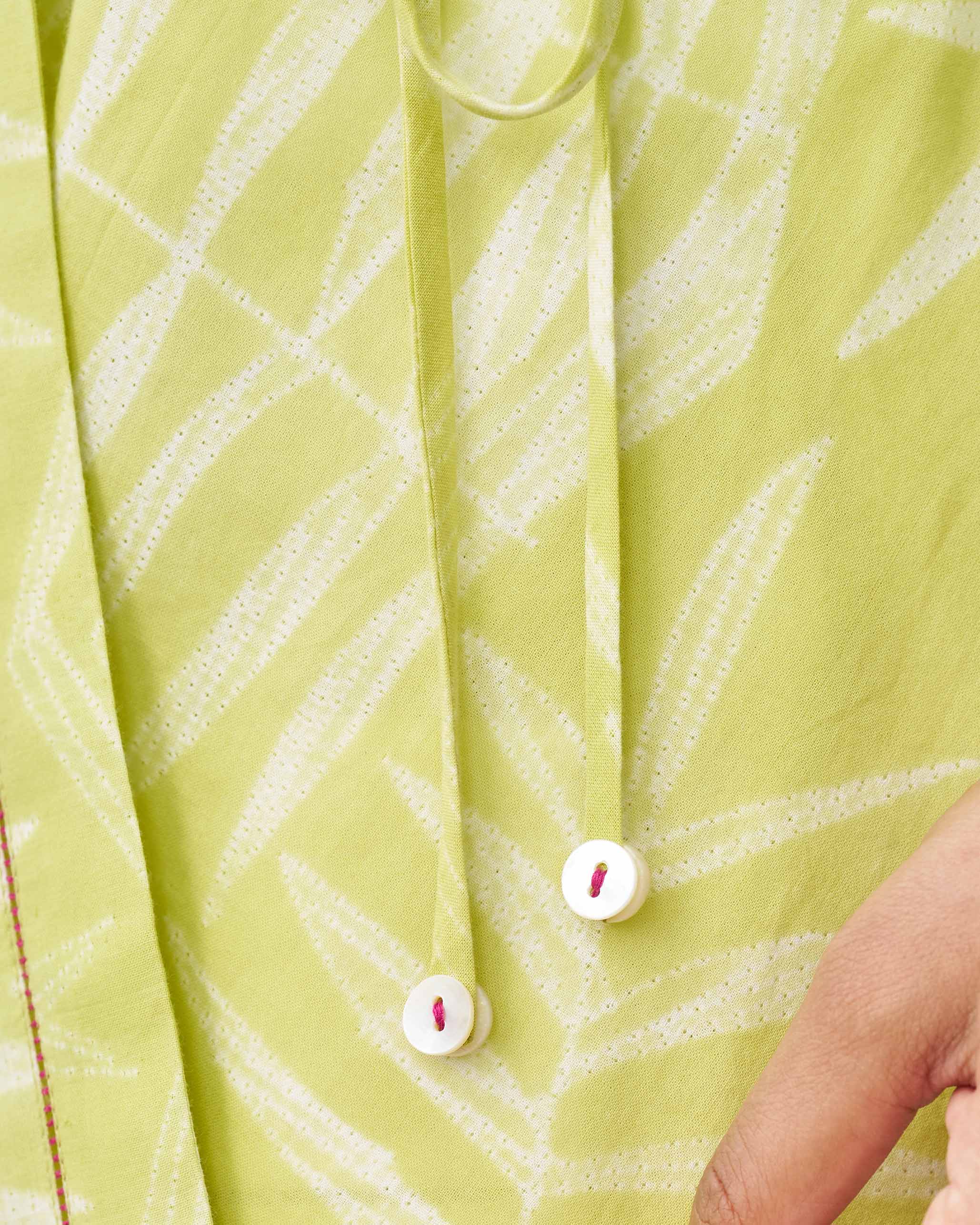 Fern Wrap Top - Lime & Ivory - Image 3