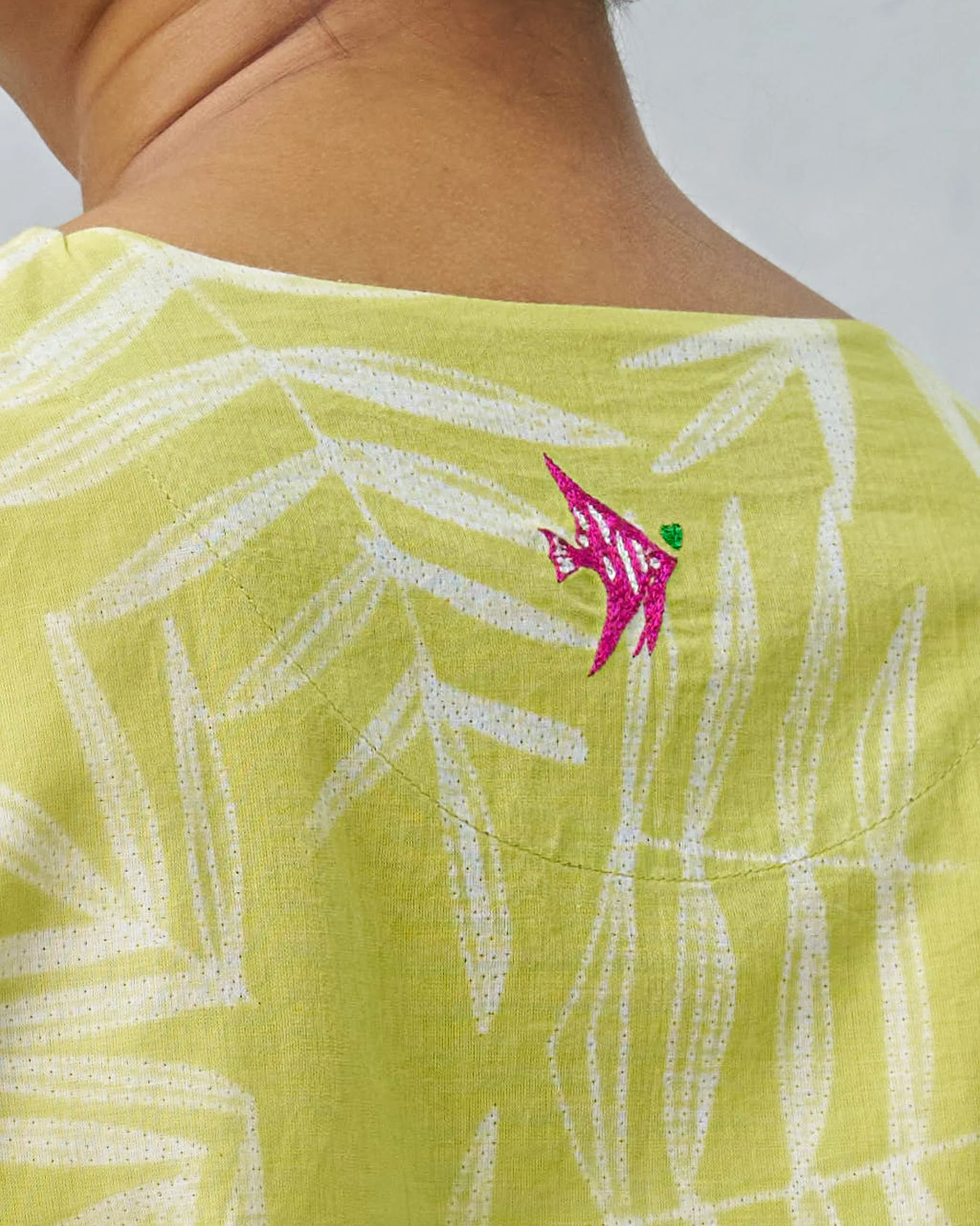 Fern Wrap Top - Lime & Ivory - Image 4