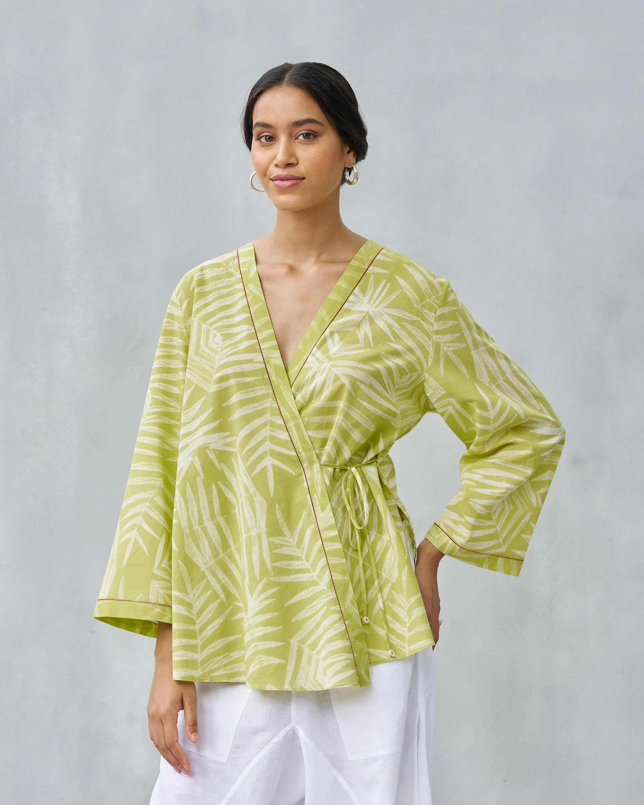 Fern Wrap Top - Lime & Ivory - Image 5