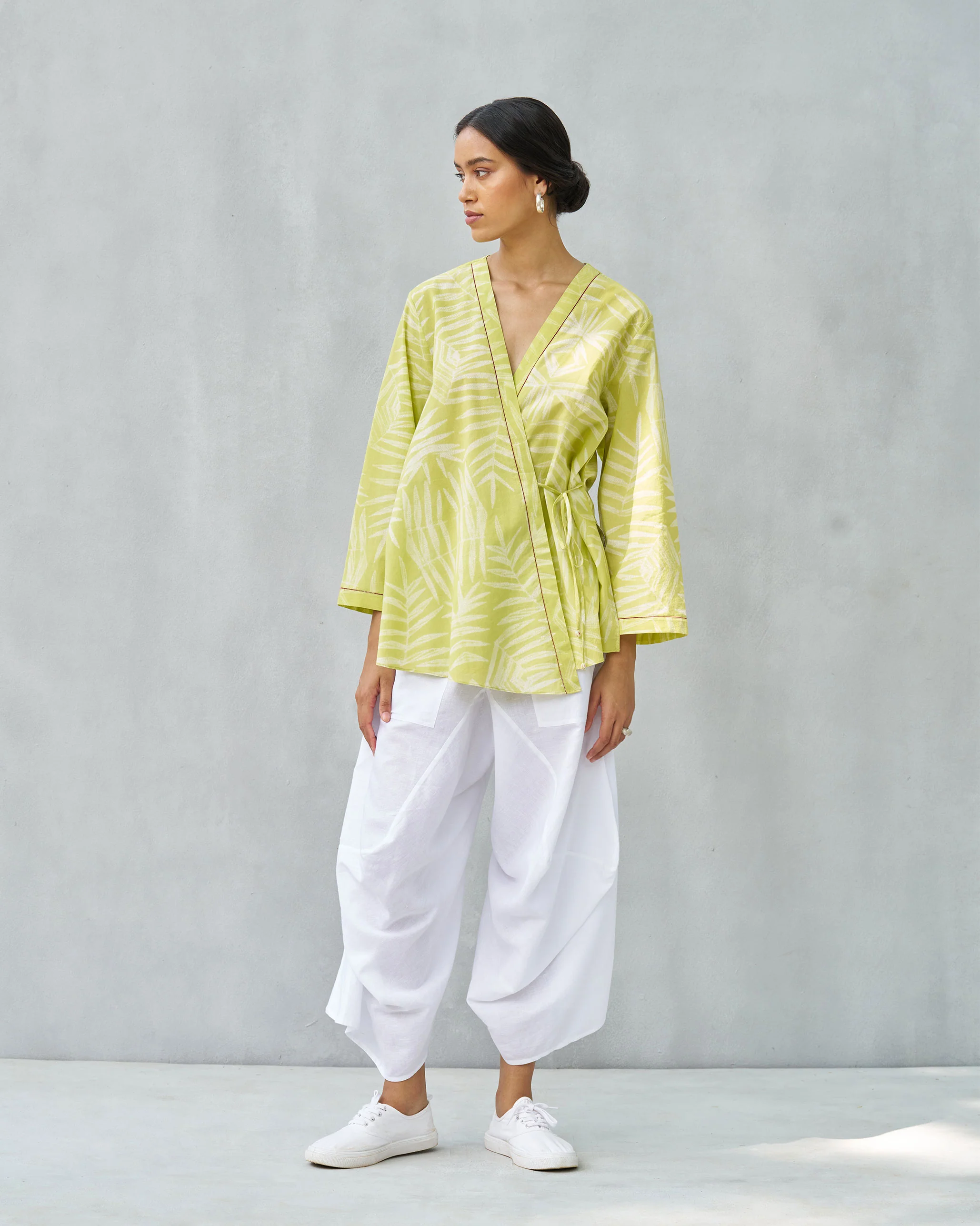 Fern Wrap Top - Lime & Ivory - Image 8