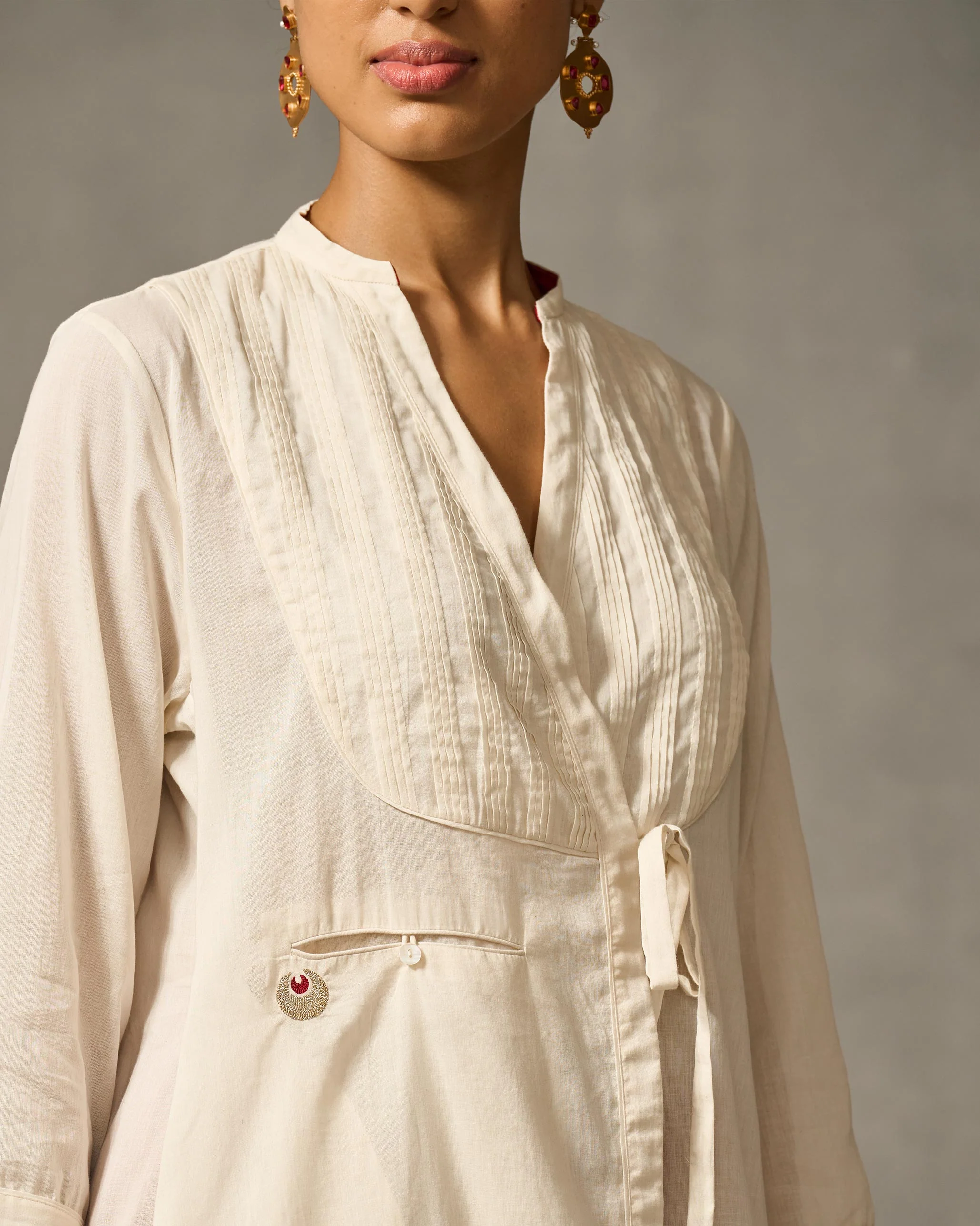 Fez Pintuck Kurta - Ivory - Image 3
