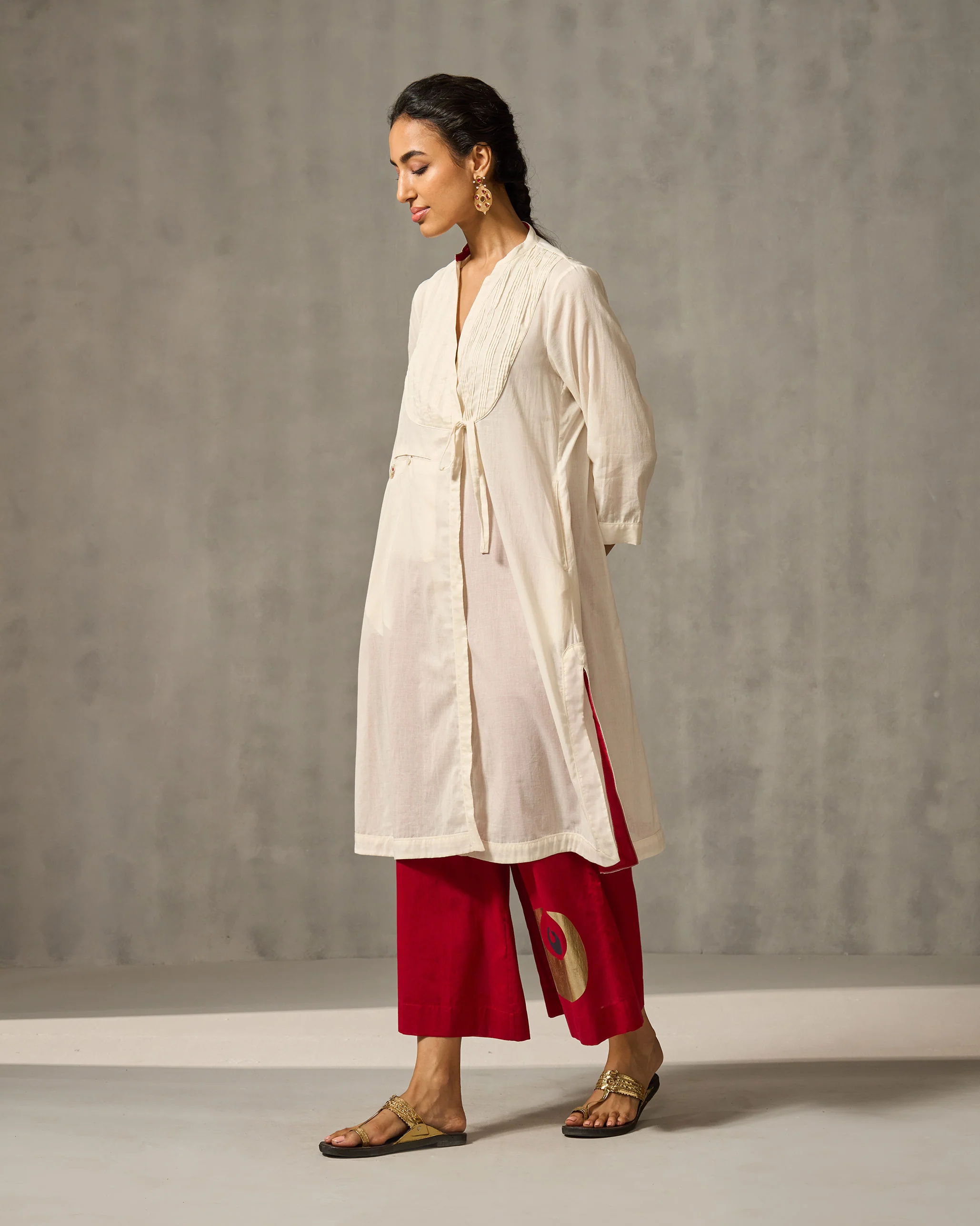 Fez Pintuck Kurta - Ivory - Image 4