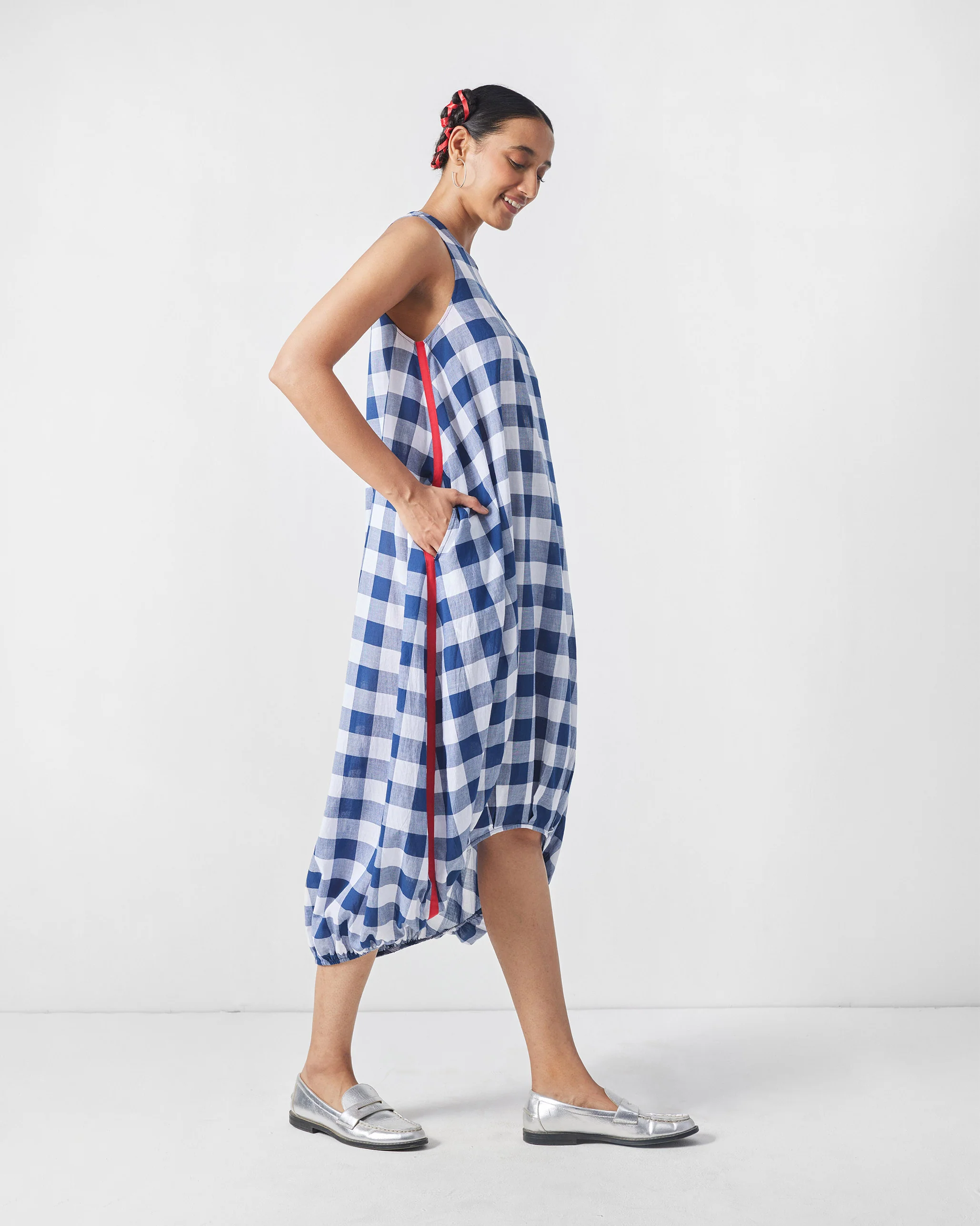 Fiji Dress - Blue & White Checks - Image 3