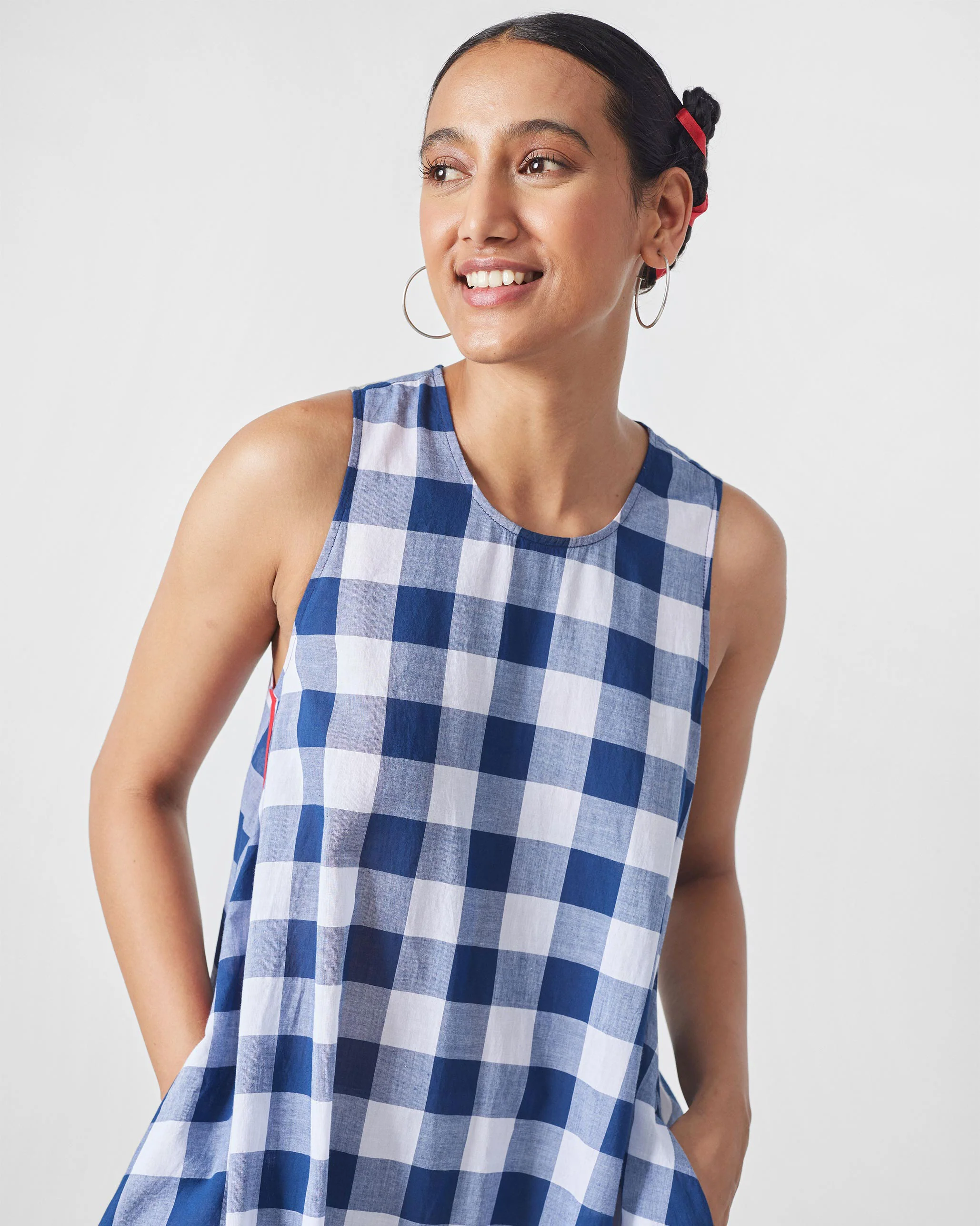 Fiji Dress - Blue & White Checks - Image 6