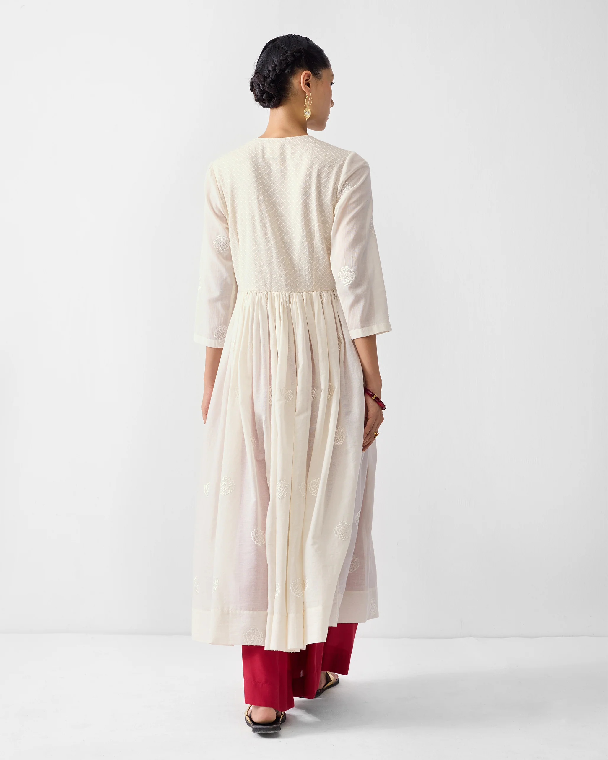 Fit & Flare Angrakha - Ivory Embroidered - Image 2