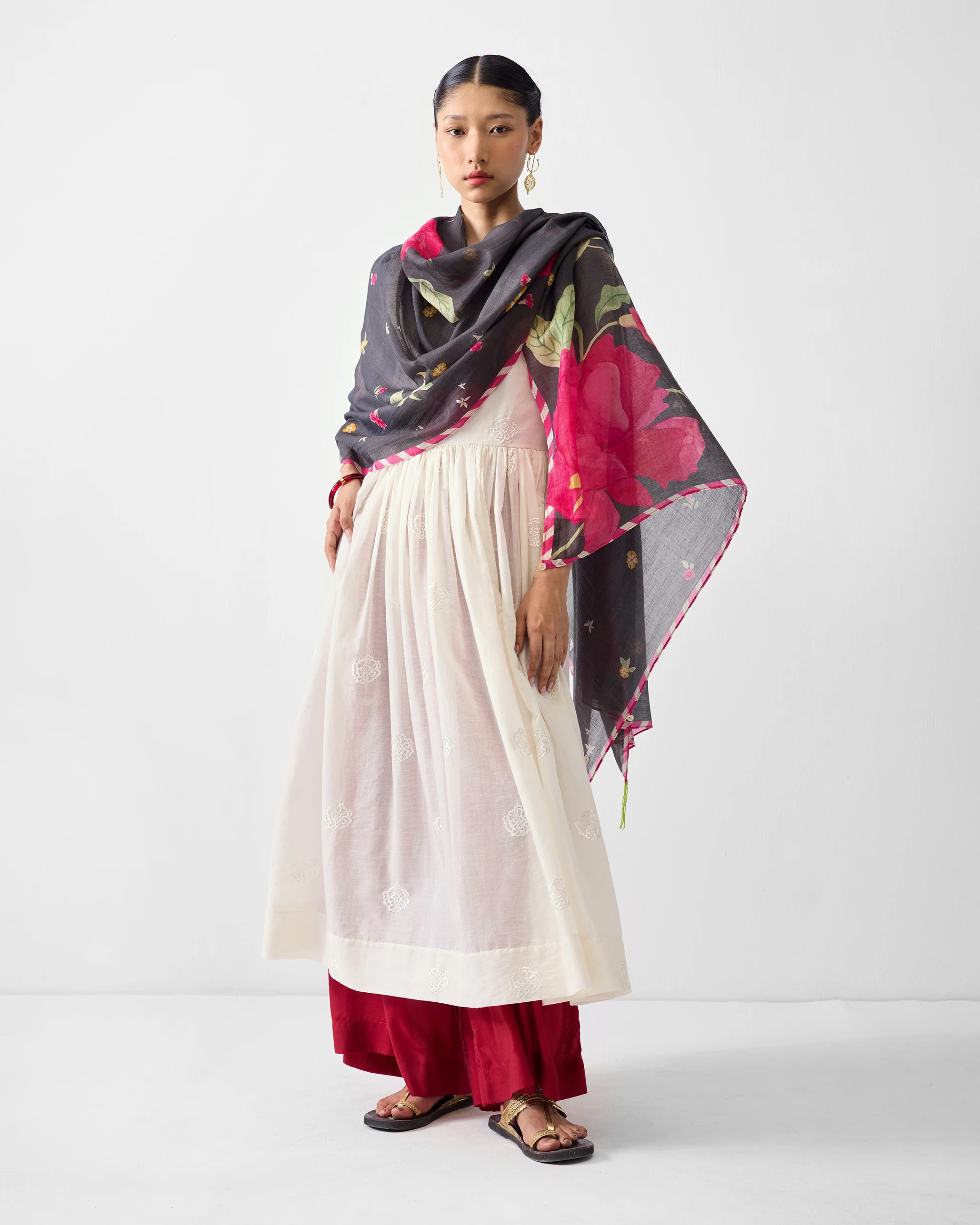 Fit & Flare Angrakha - Ivory Embroidered - Image 5