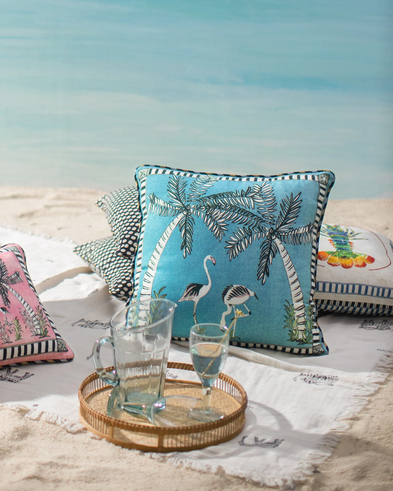 Flamingo Cushion Cover - Blue - Image 2