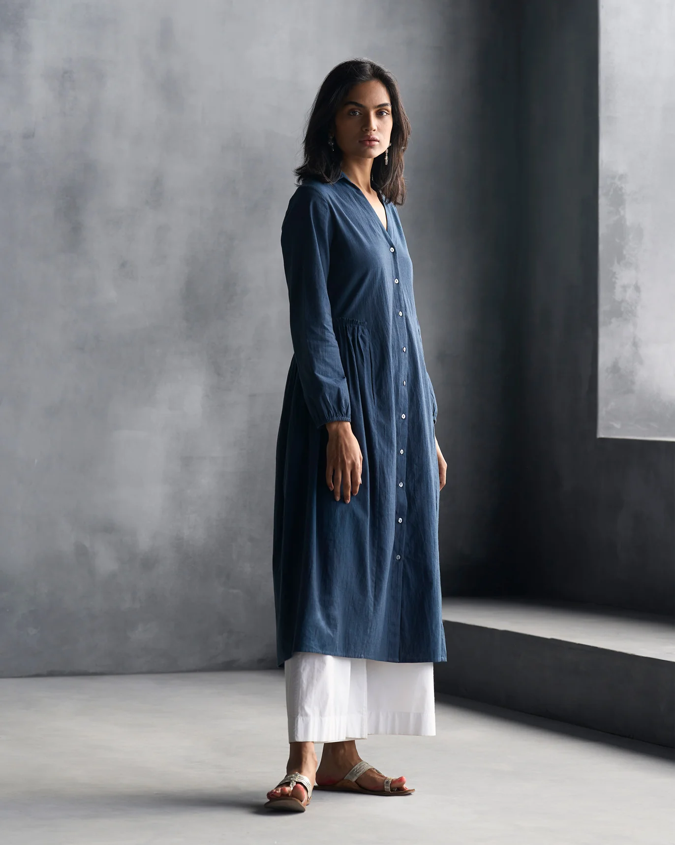 Flared Kurta - Blue - Image 3