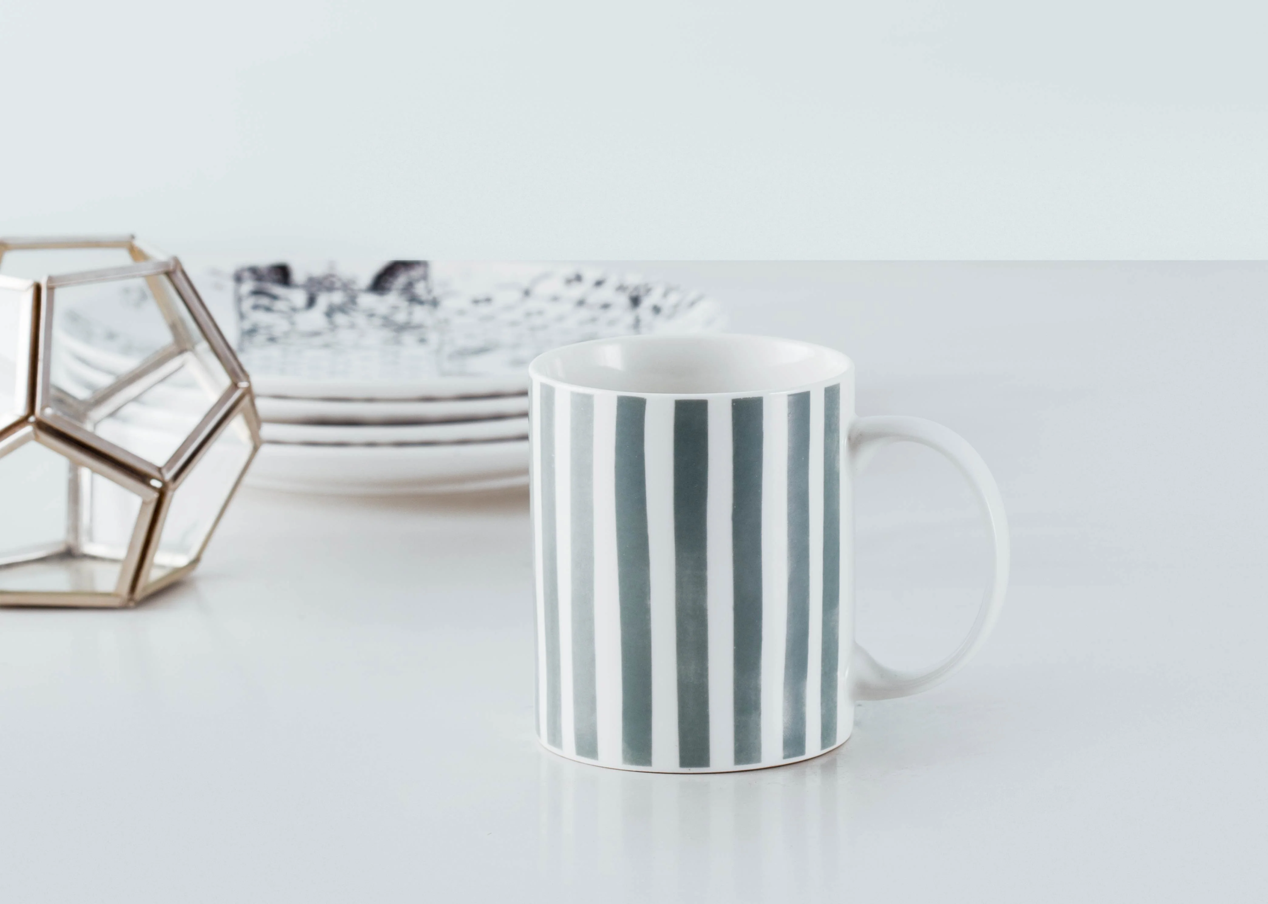 Flora Fauna Stripes Mug - Charcoal - Image 3