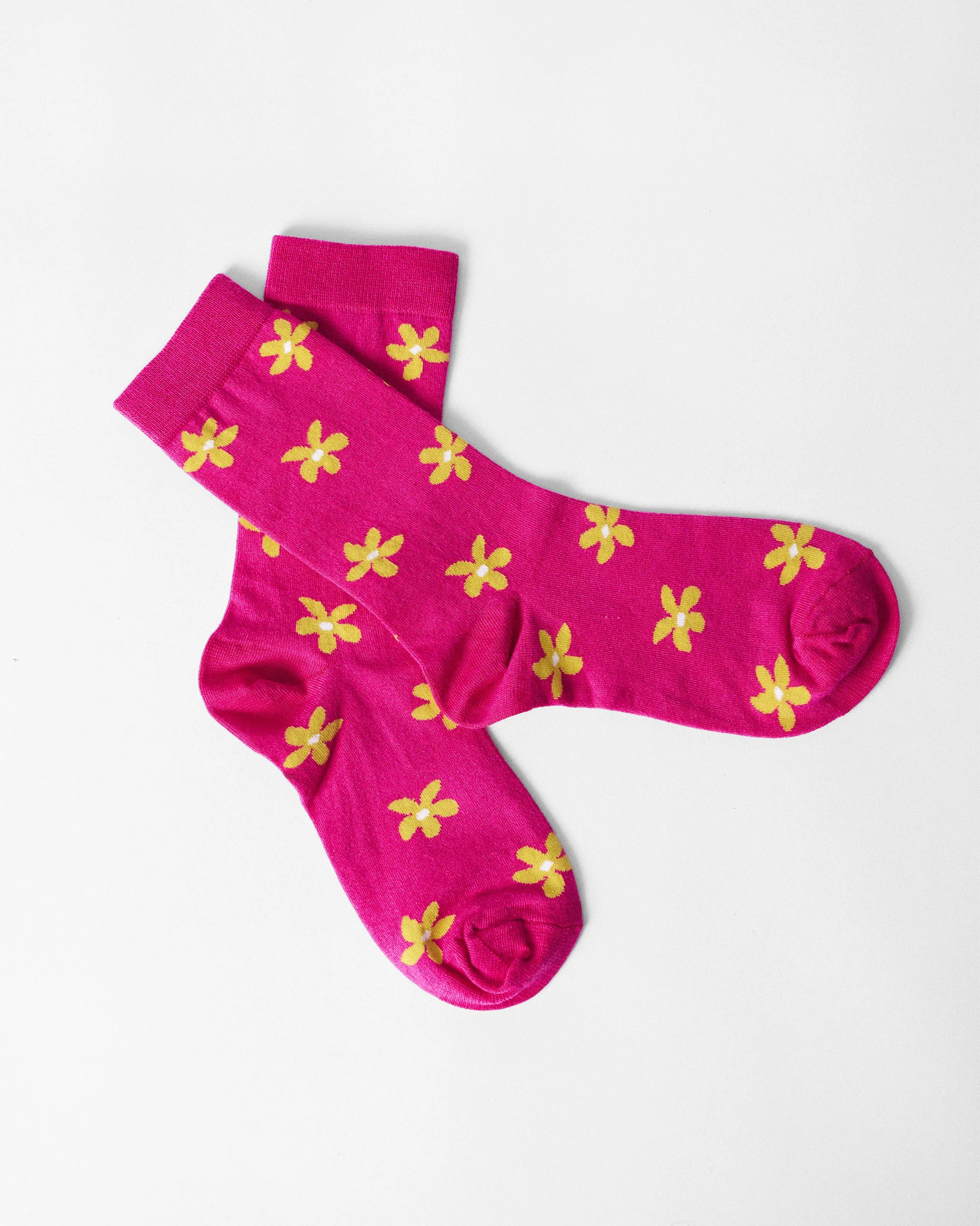 Floral Fizz Socks - Fuchsia & Yellow - Image 4