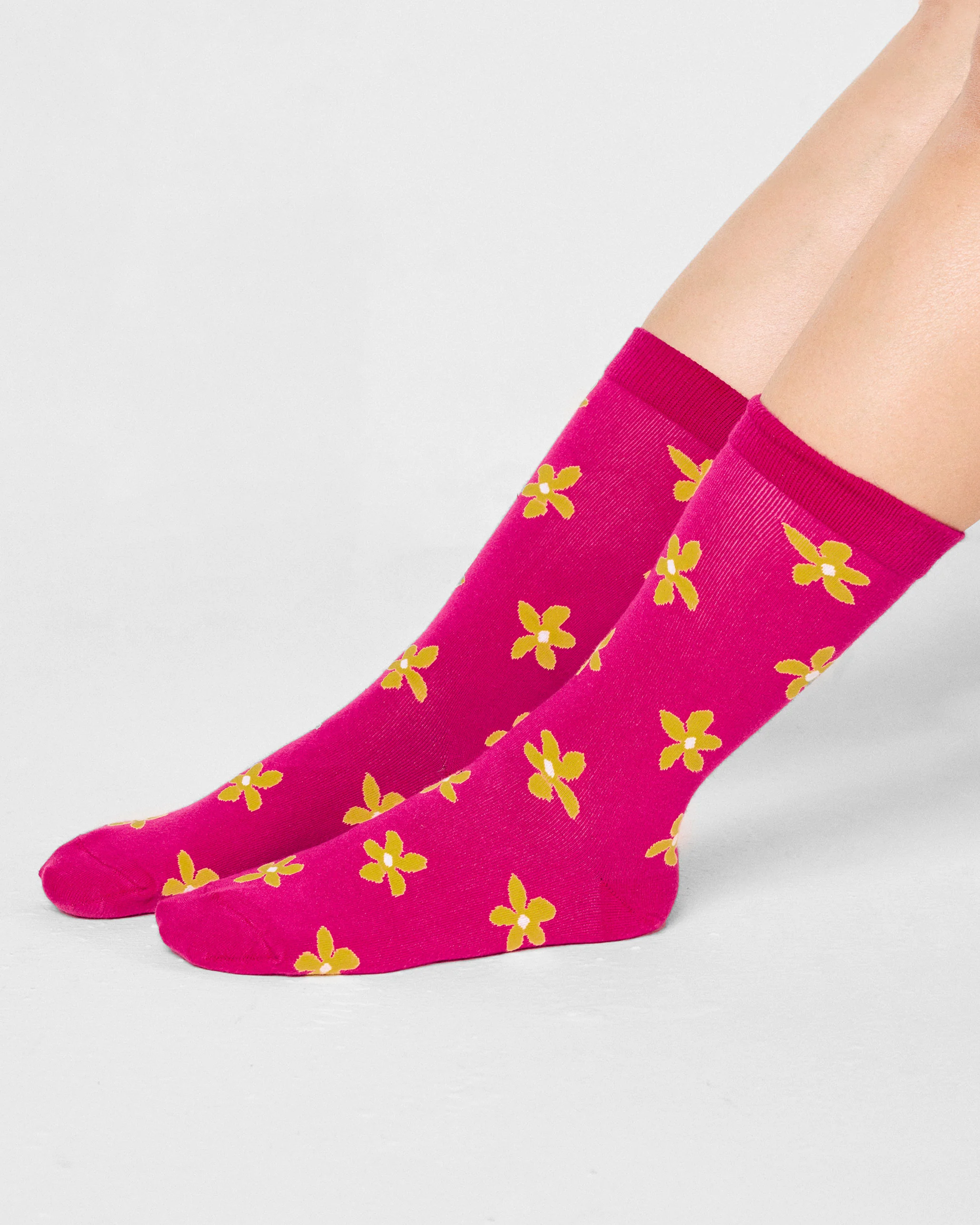Floral Fizz Socks - Fuchsia & Yellow - Image 5