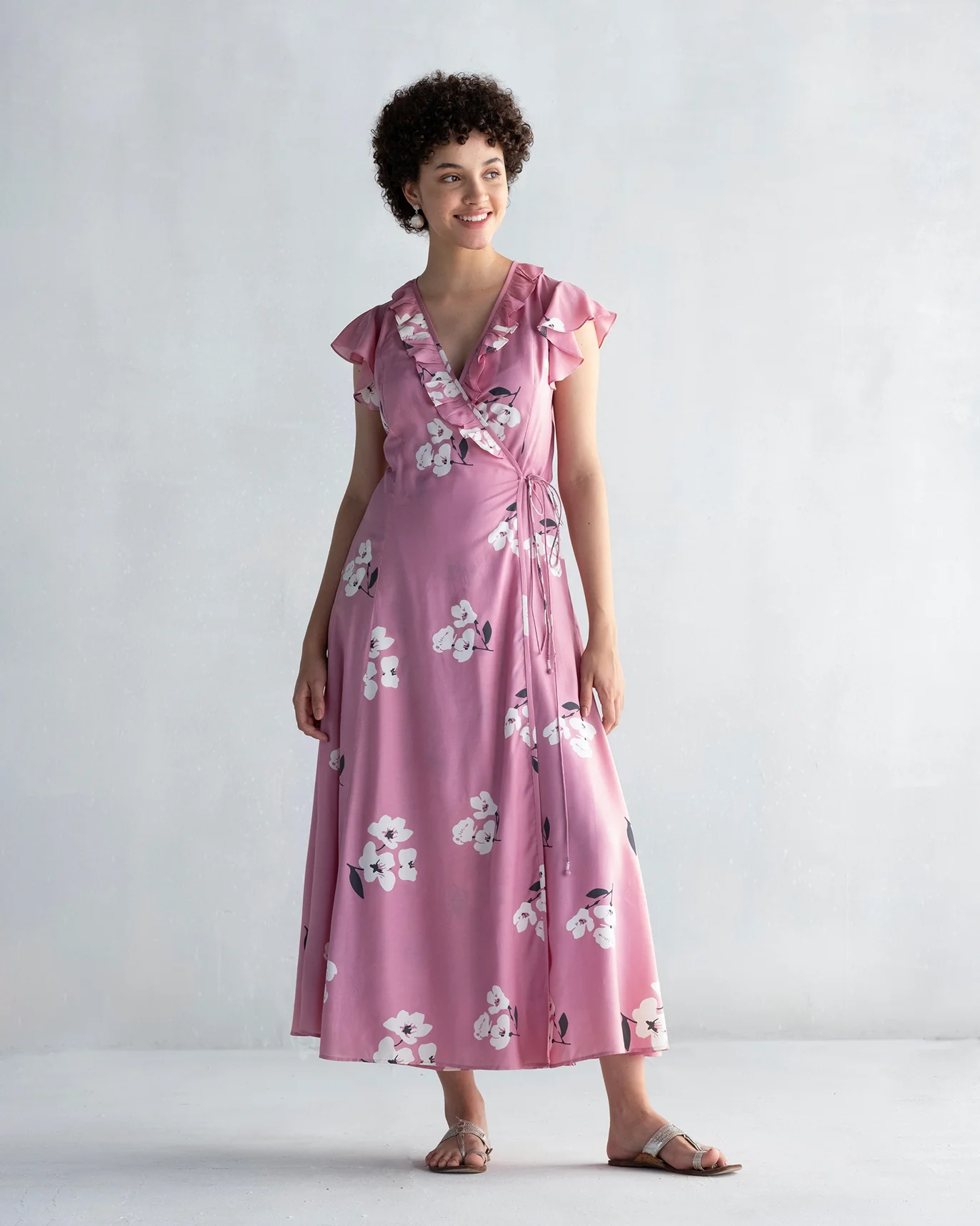 Floral Maxi Dress with Slip - Pink - Image 5