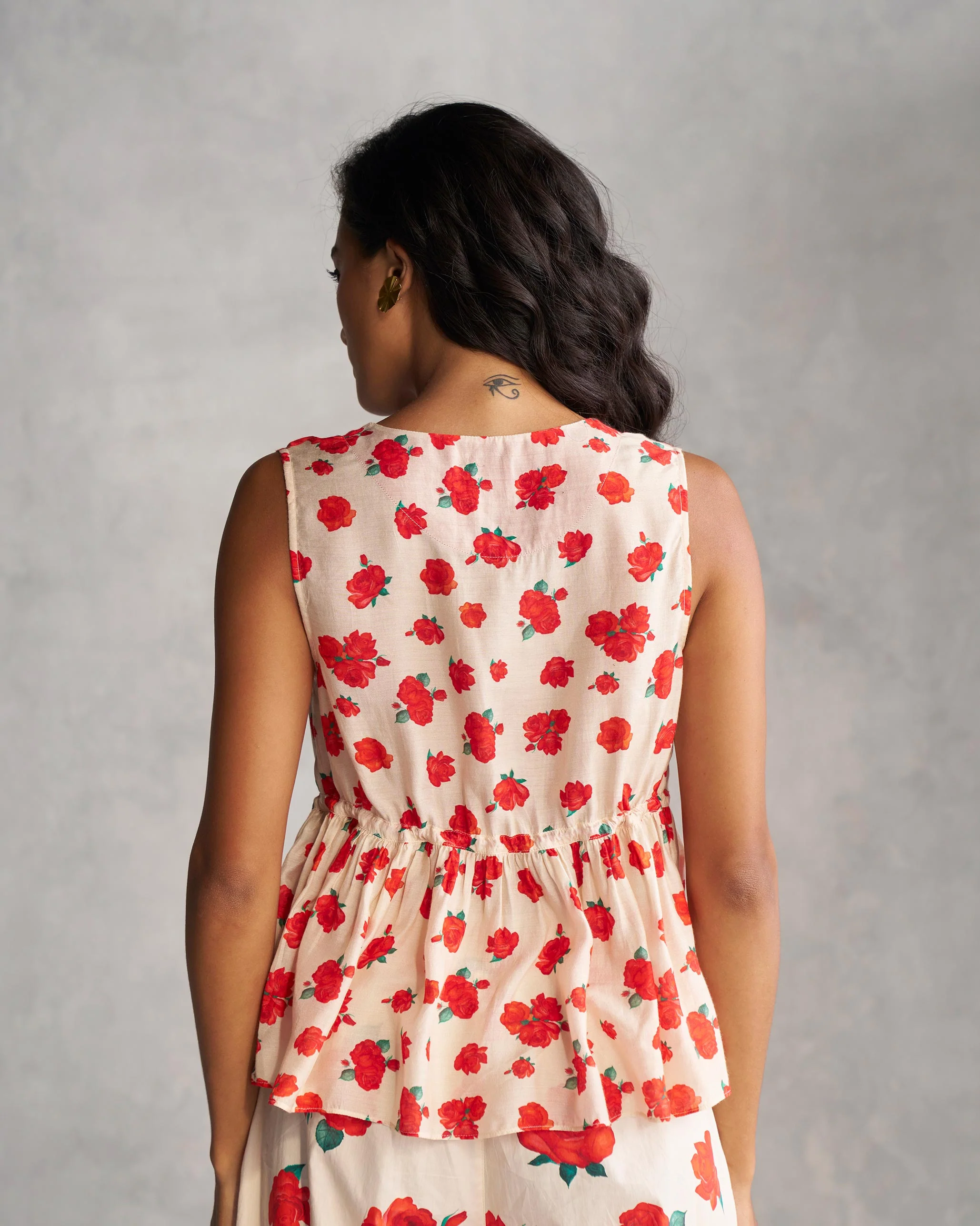 Floret Top - Ivory & Red - Image 4