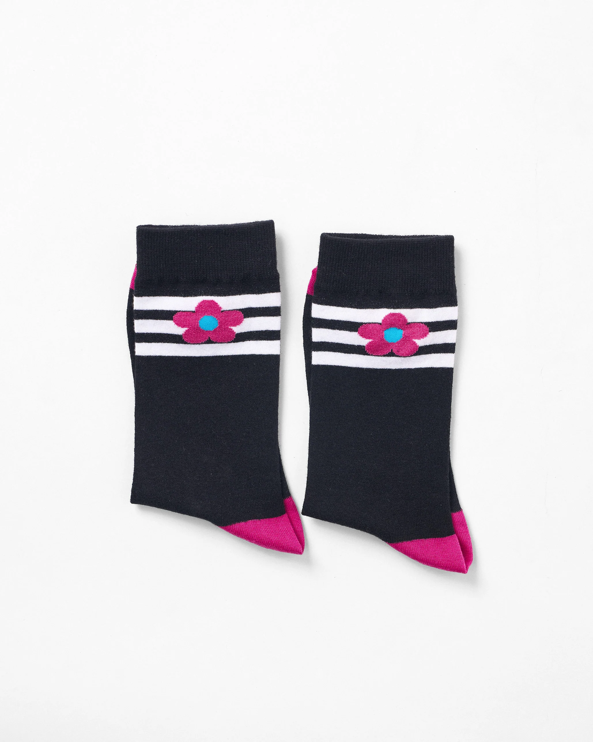 Flowerbed Socks - Black & Fuchsia - Image 5