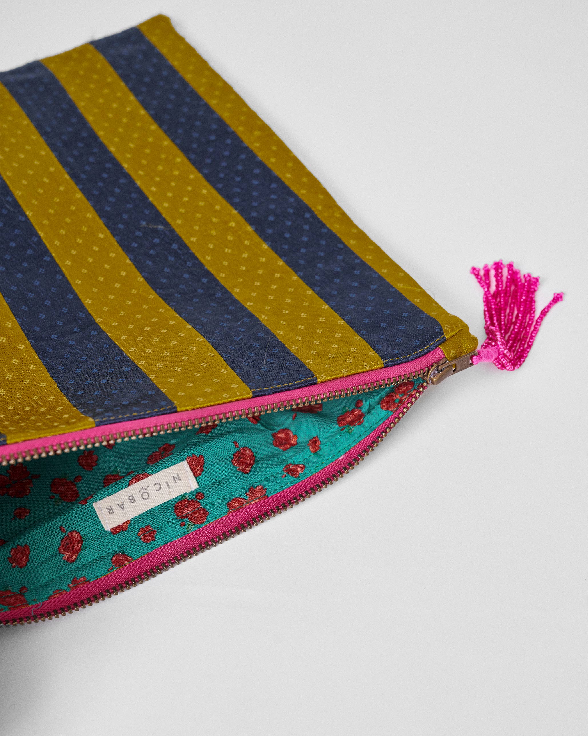 Fold Over Clutch - Chartreuse & Navy - Image 6