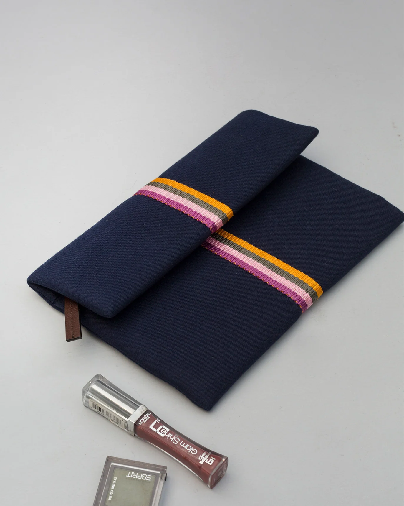 Fold Over Clutch - Navy - Image 2