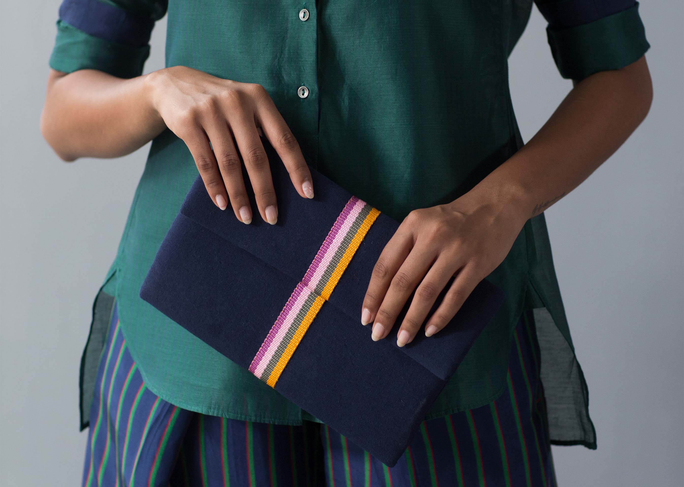 Fold Over Clutch - Navy - Image 3