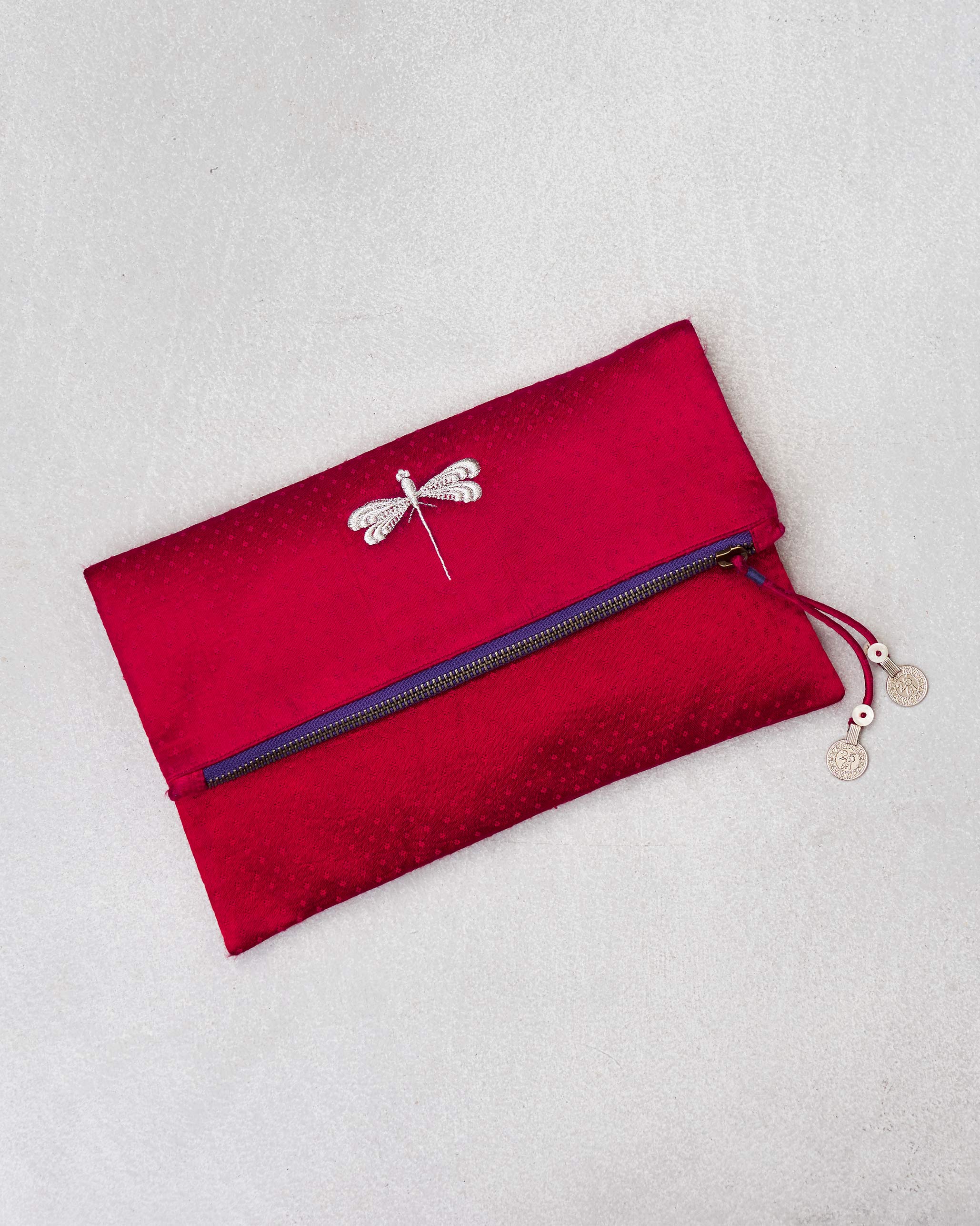 Fold Over Clutch - Red & Fuschia - Image 4