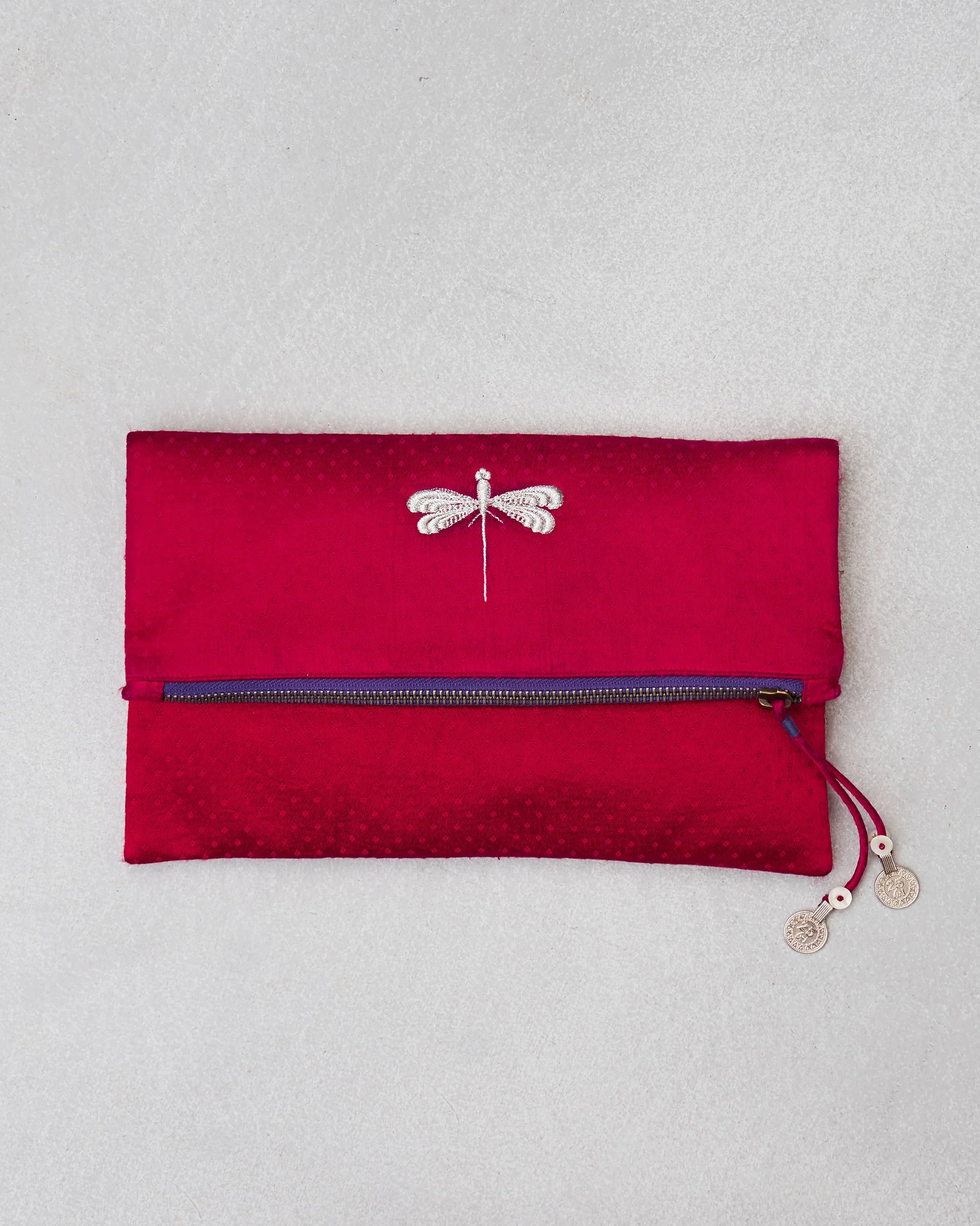 Fold Over Clutch - Red & Fuschia - Image 7