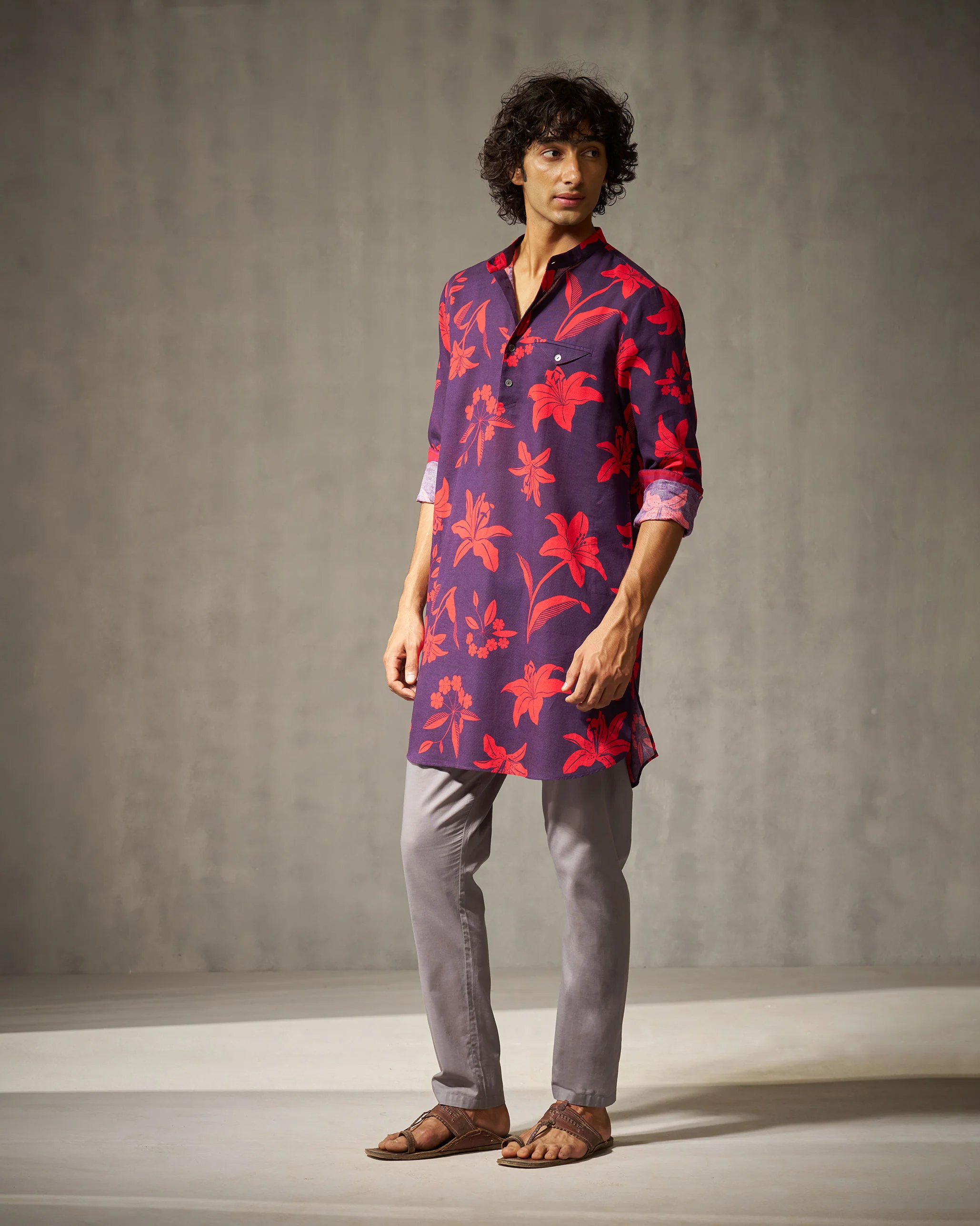 Fort Kurta - Red & Purple Print - Image 4