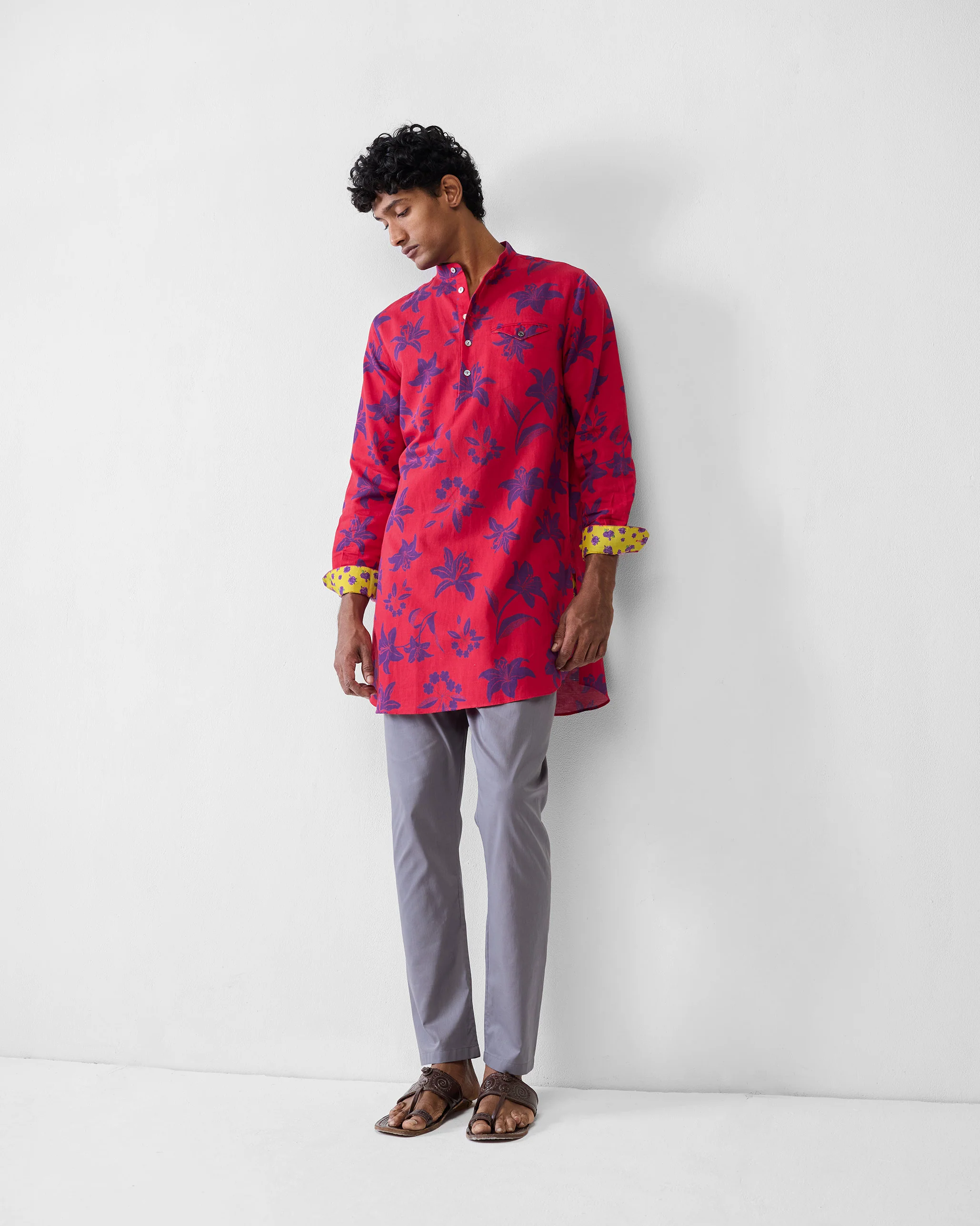 Fort Kurta - Red & Purple Printed