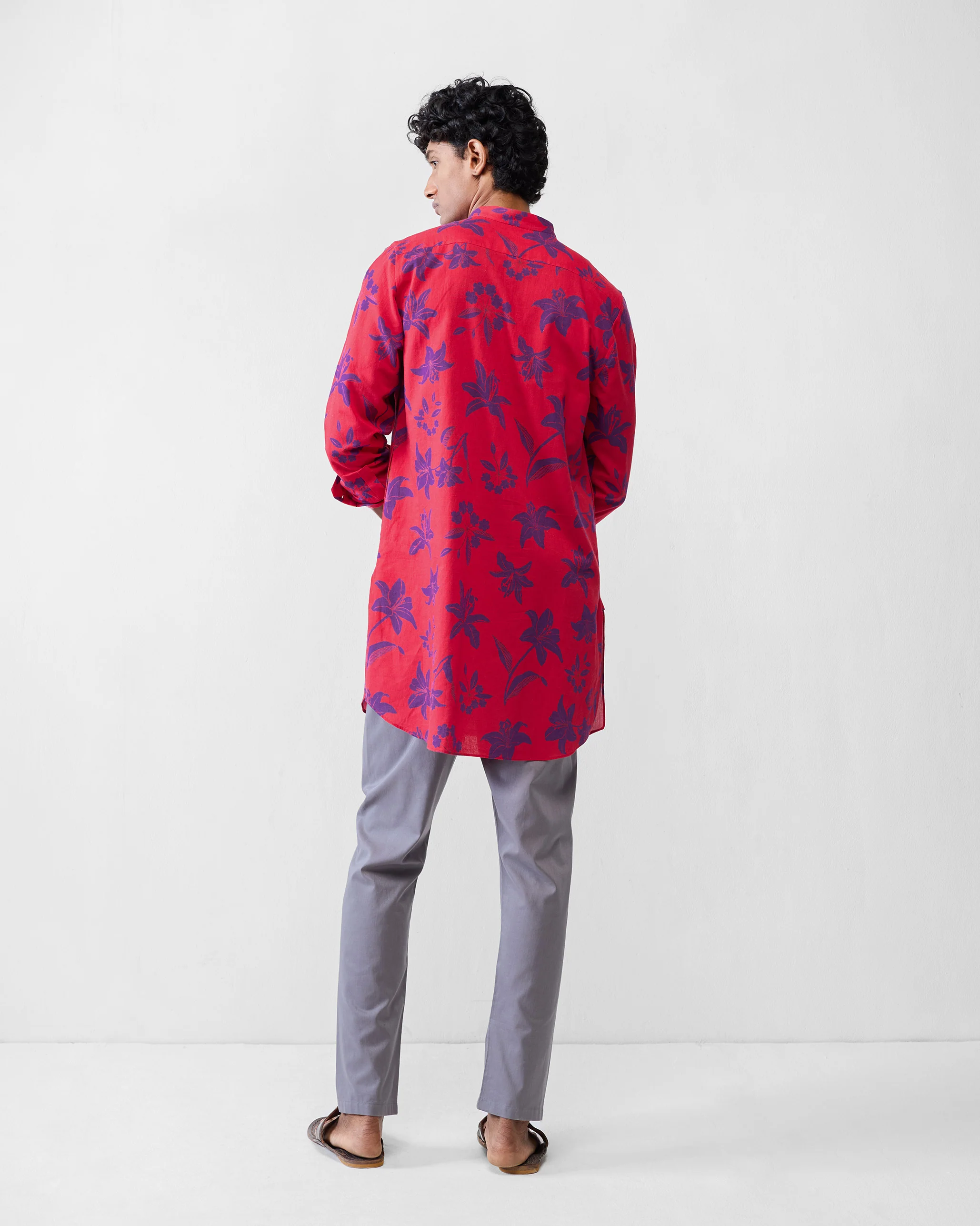 Fort Kurta - Red & Purple Printed - Image 3