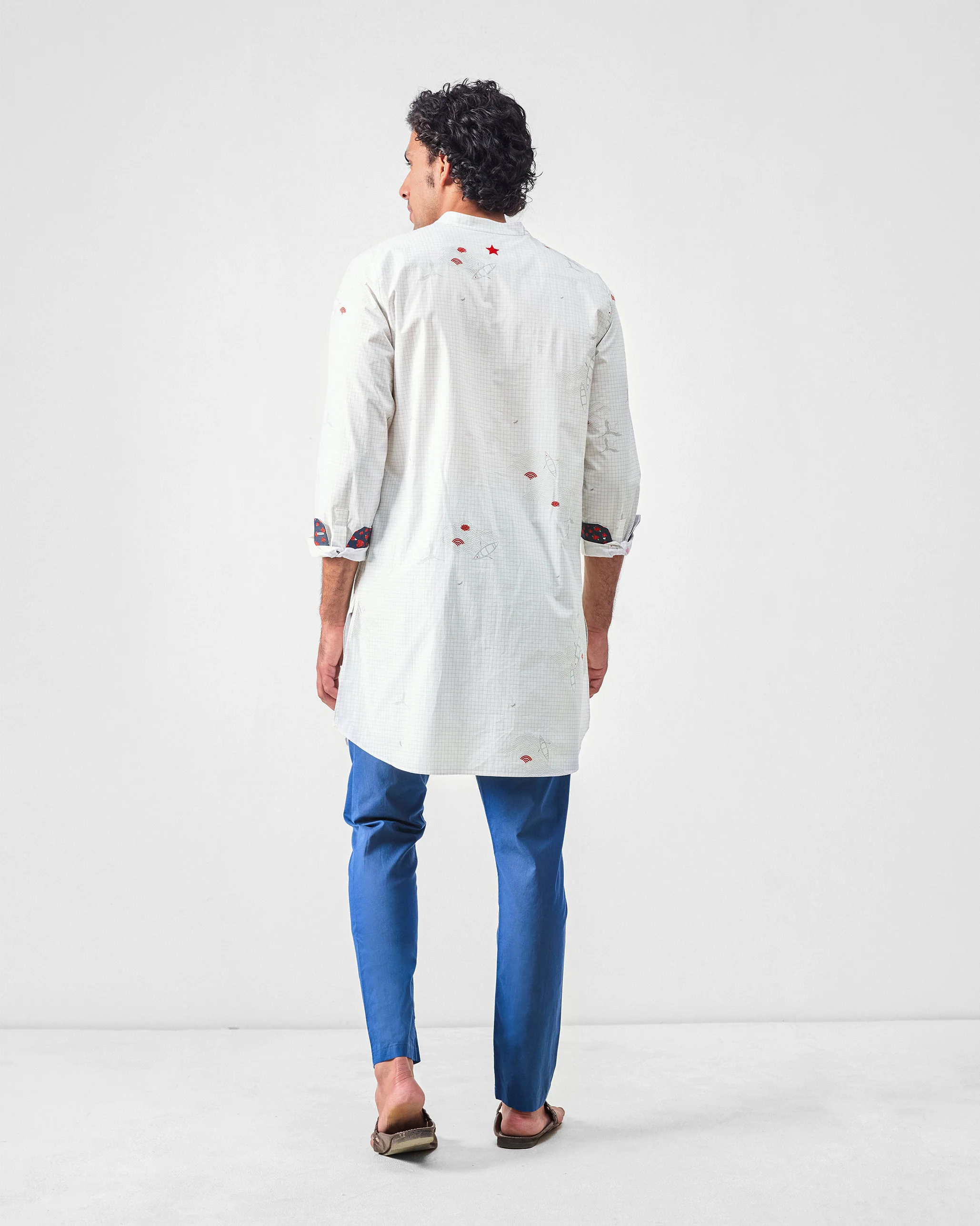 Fort Kurta - White & Grey Print - Image 4