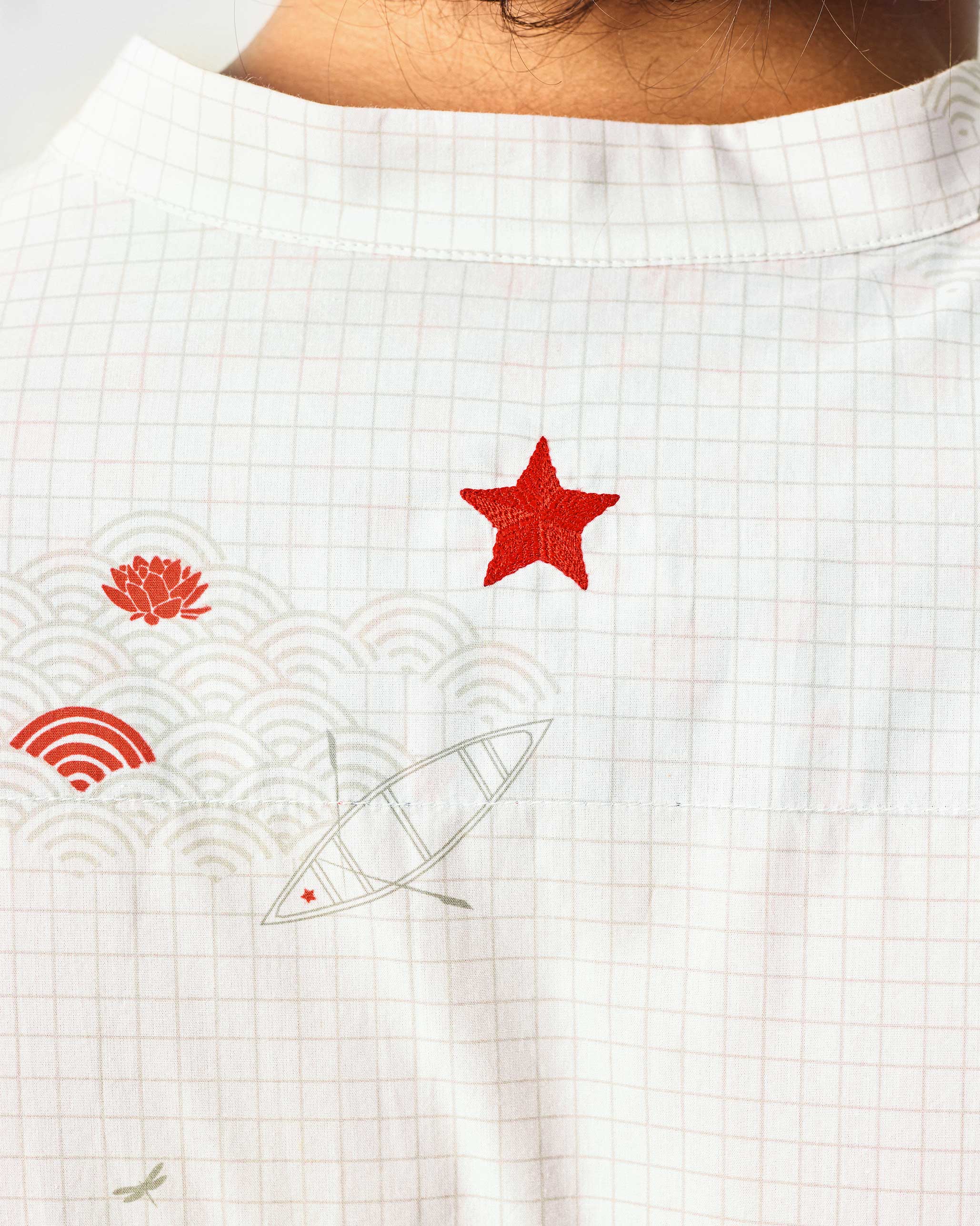 Fort Kurta - White & Grey Print - Image 8