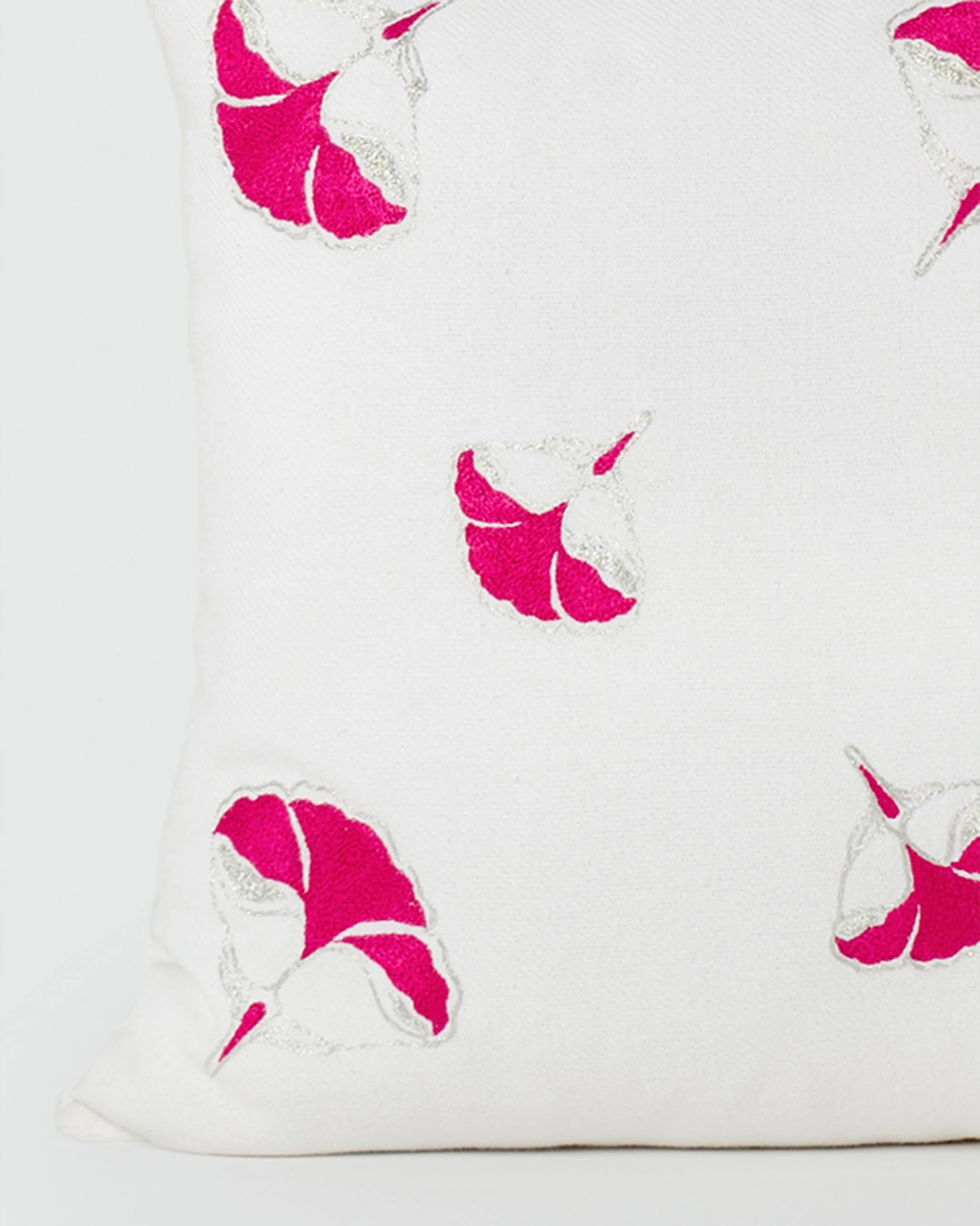 Frangipani Embroidered Cushion Cover - Fuchsia - Image 2