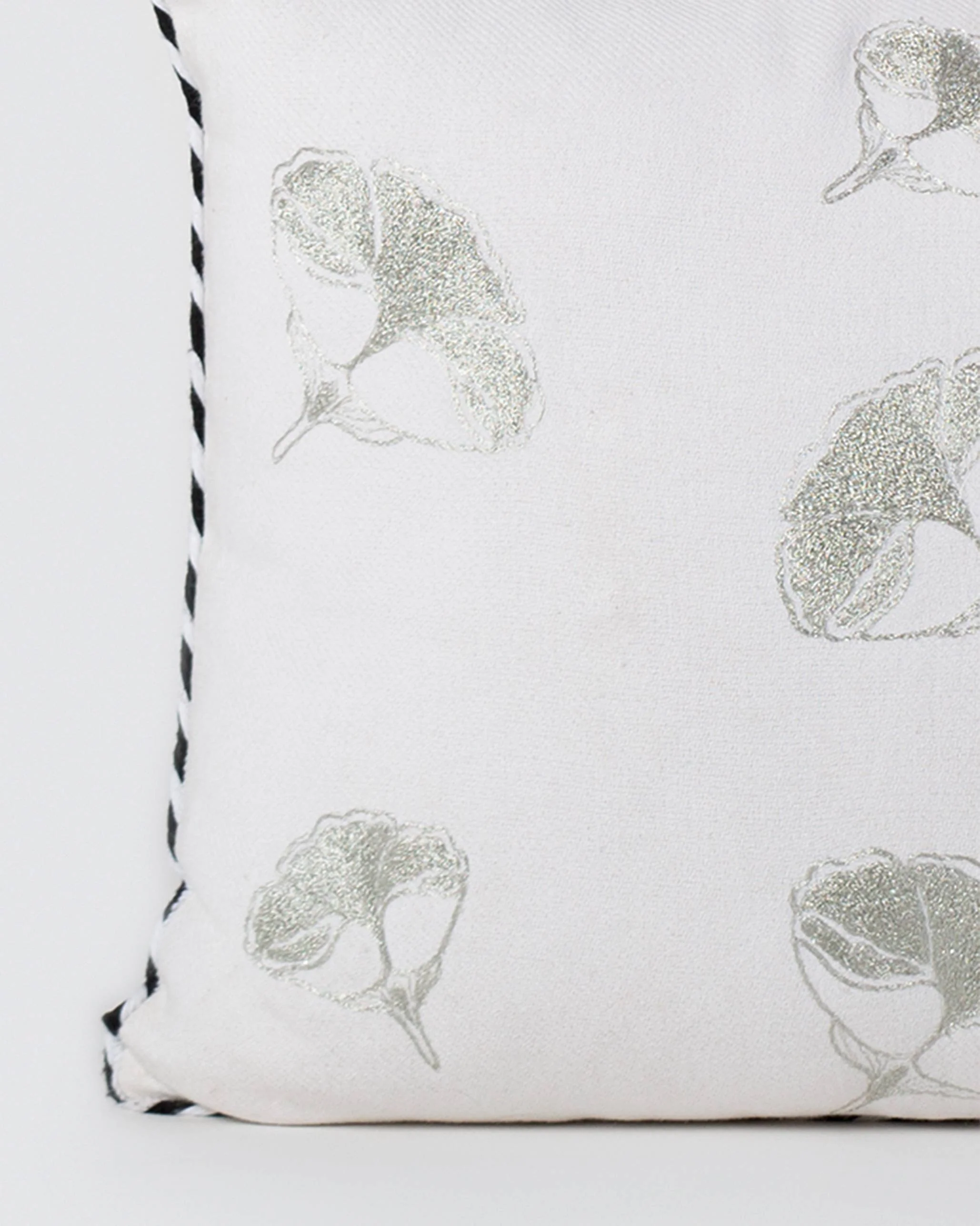Frangipani Embroidered Cushion Cover - Silver - Image 2