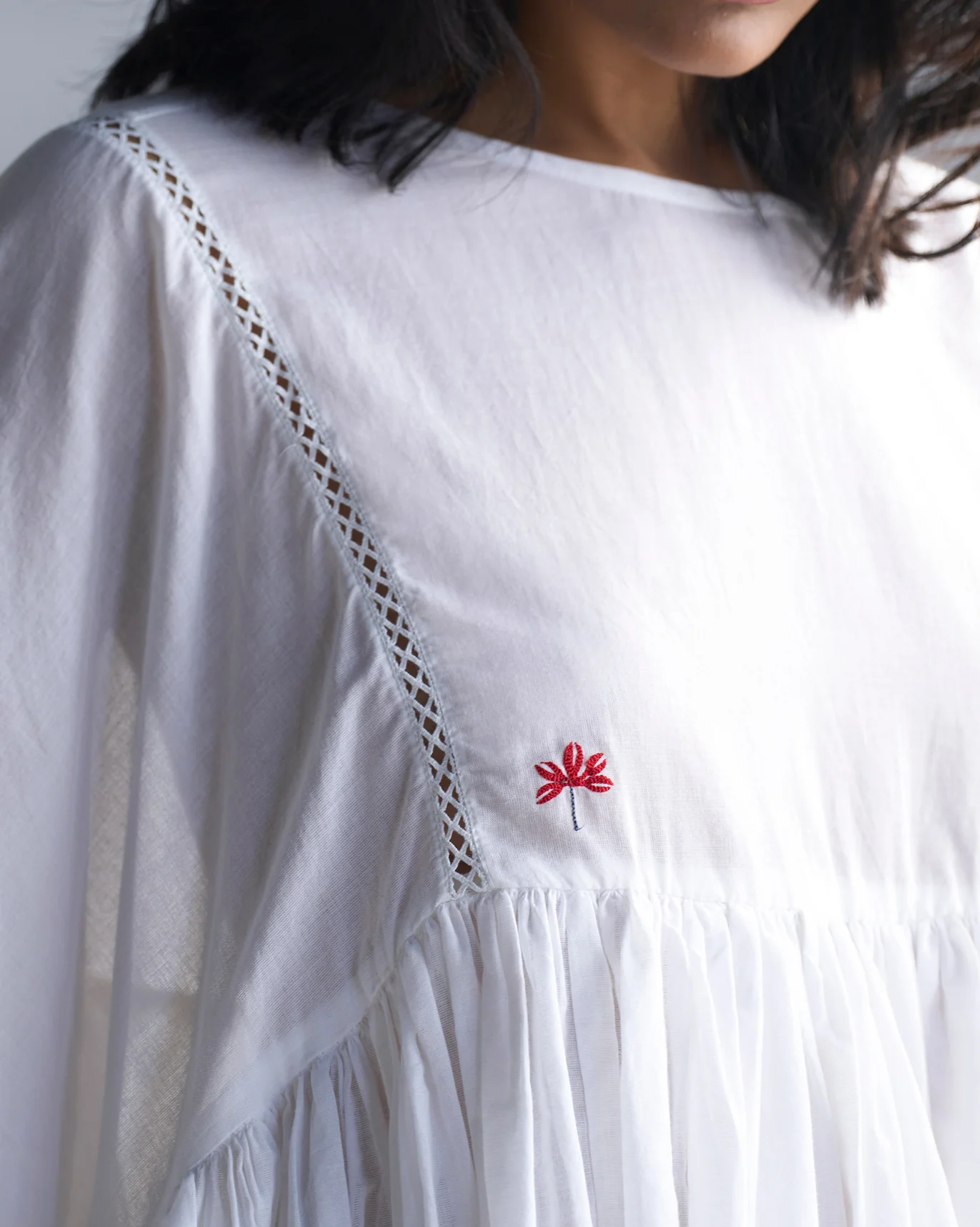 Frill Top - White & Red - Image 2