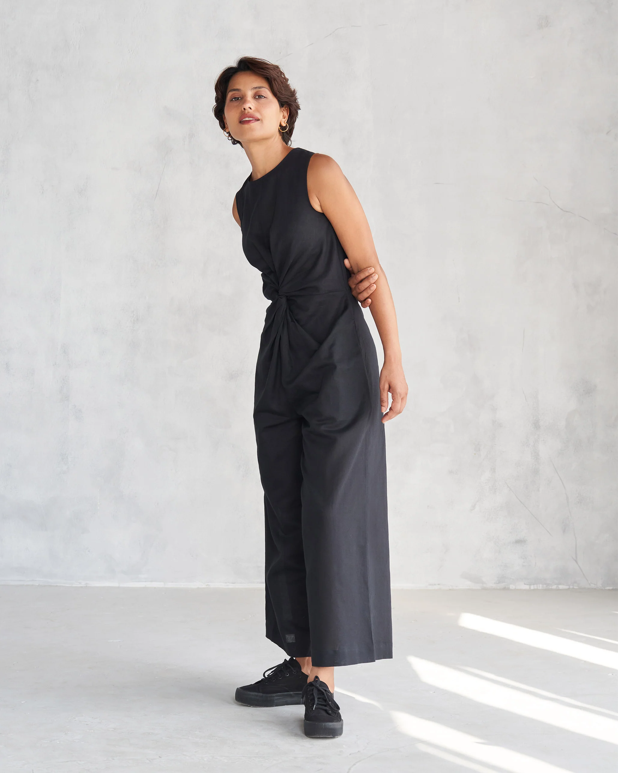 Front Knot Jumpsuit - Black - Image 5